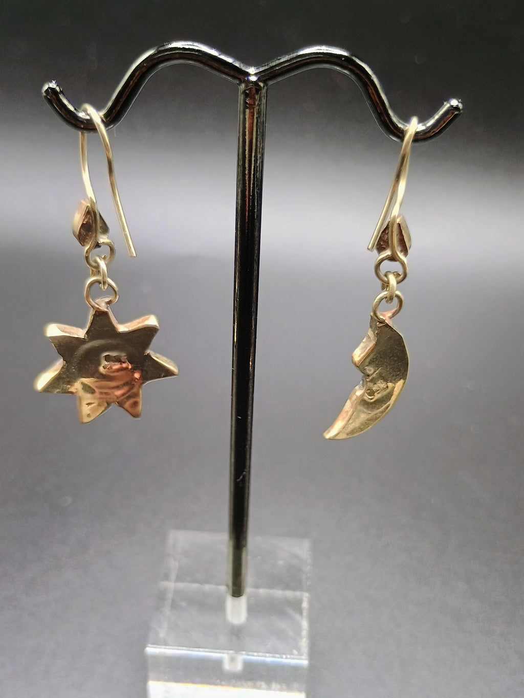Women's Earrings Sterling Silver 950 Sun Moon Inca Wedding