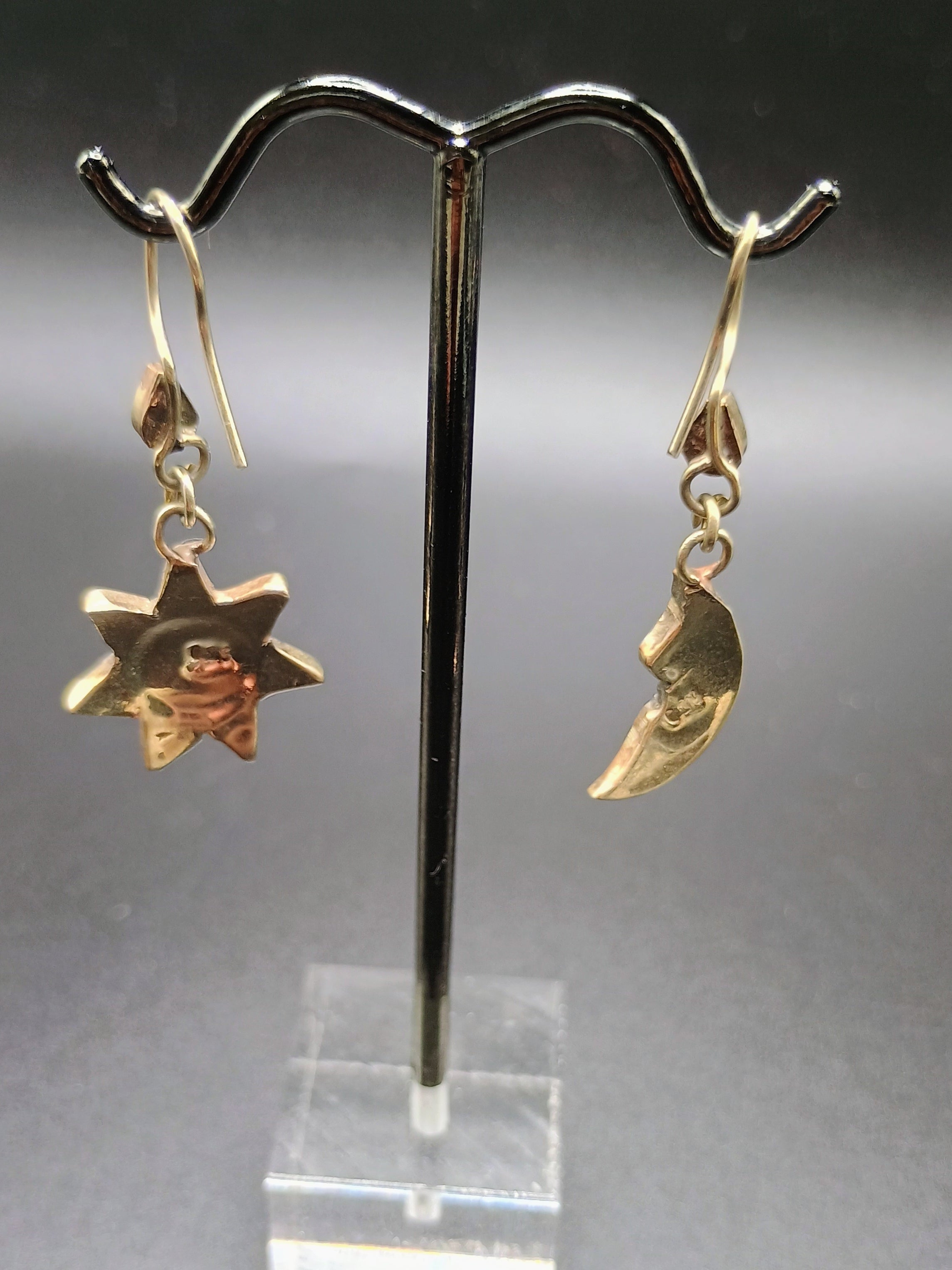 Women's Earrings Sterling Silver 950 Sun Moon Inca Wedding