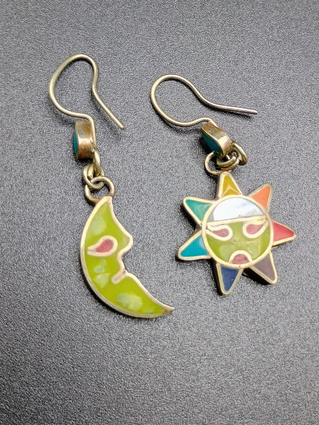Women's Earrings Sterling Silver 950 Sun Moon Inca Wedding