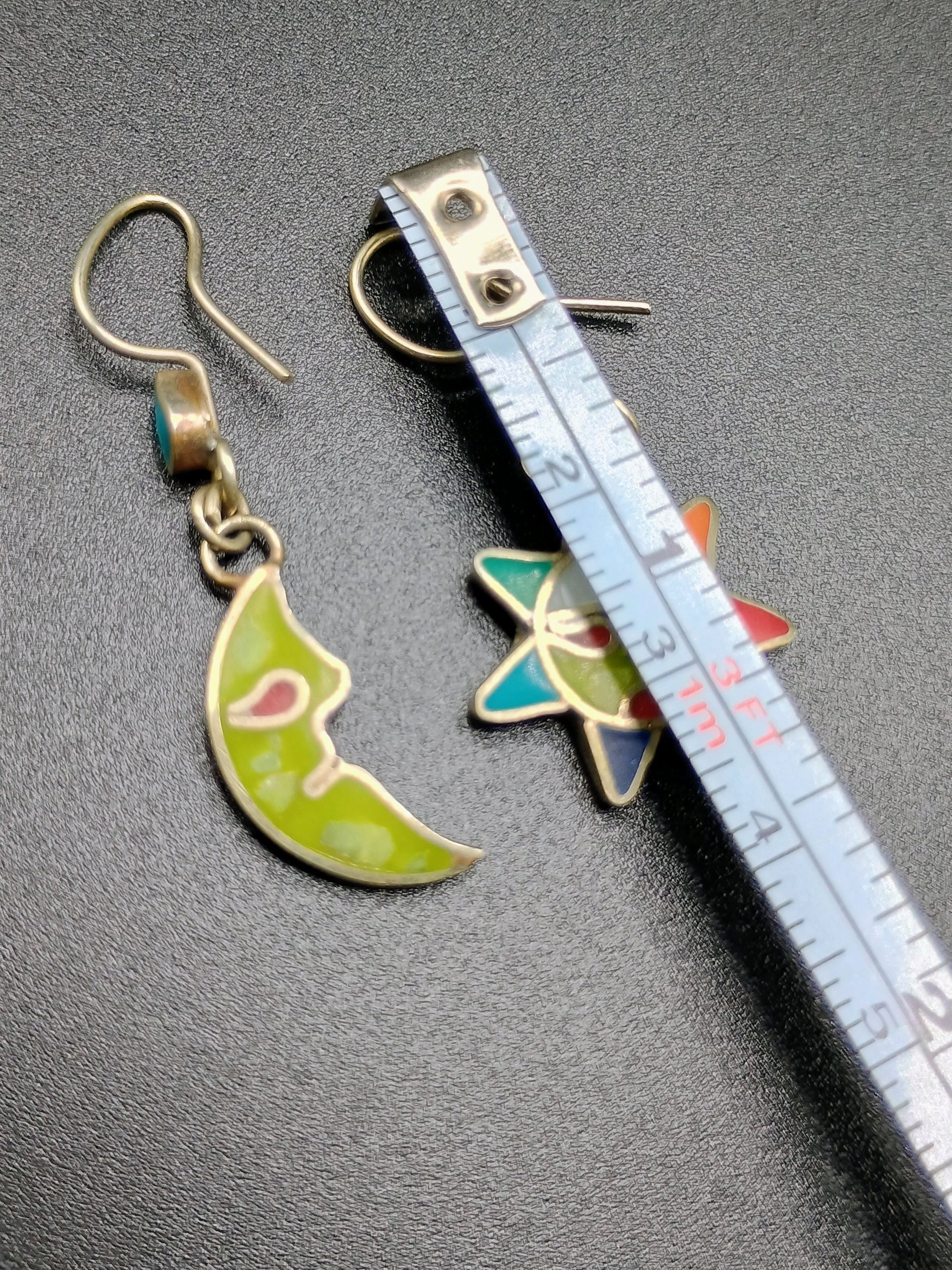 Women's Earrings Sterling Silver 950 Sun Moon Inca Wedding