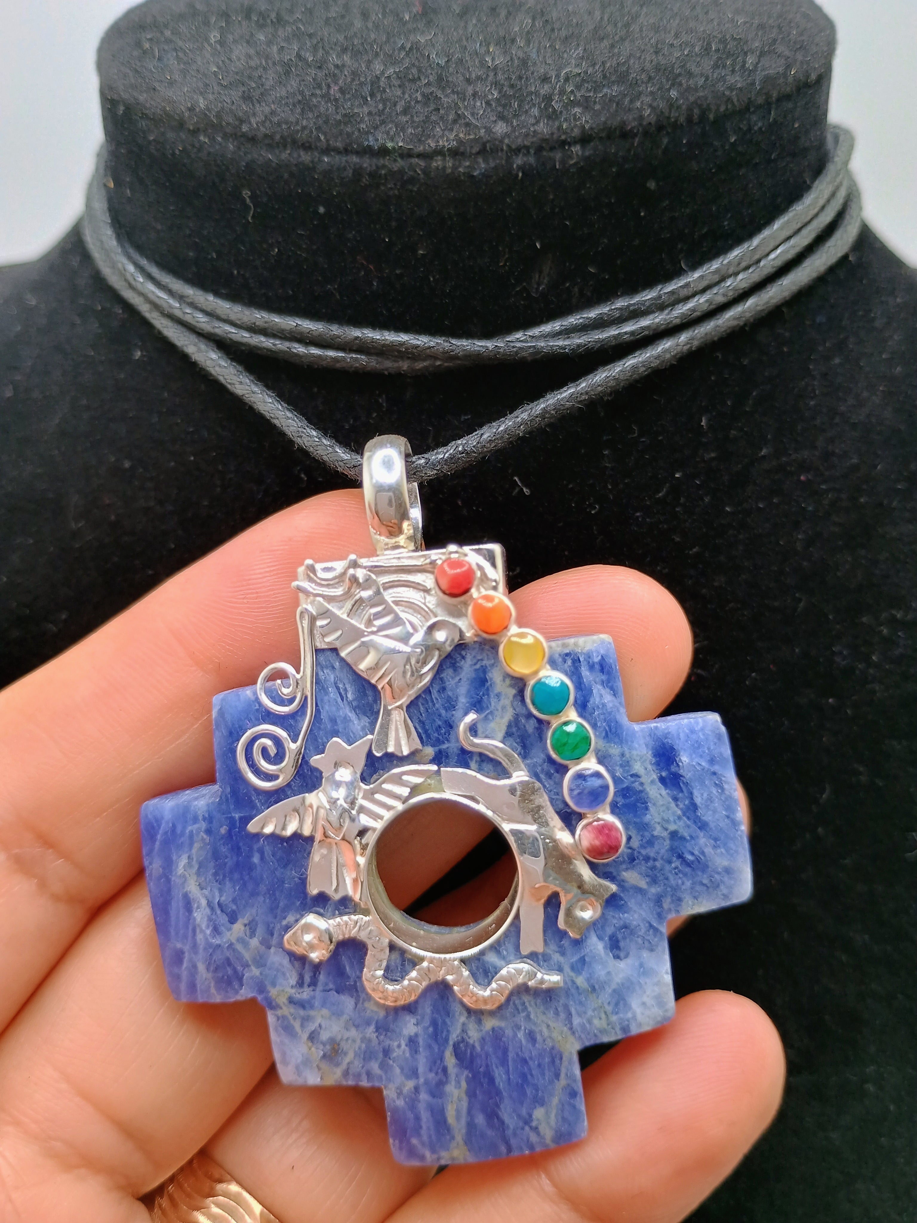 Adjustable Necklace Sterling Silver 950 Natural Stone