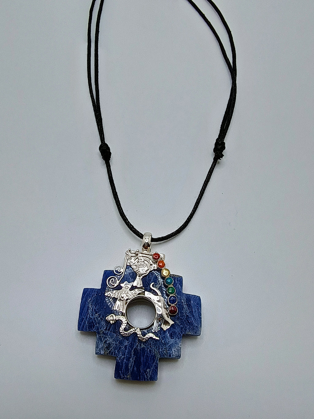 Adjustable Necklace Sterling Silver 950 Natural Stone