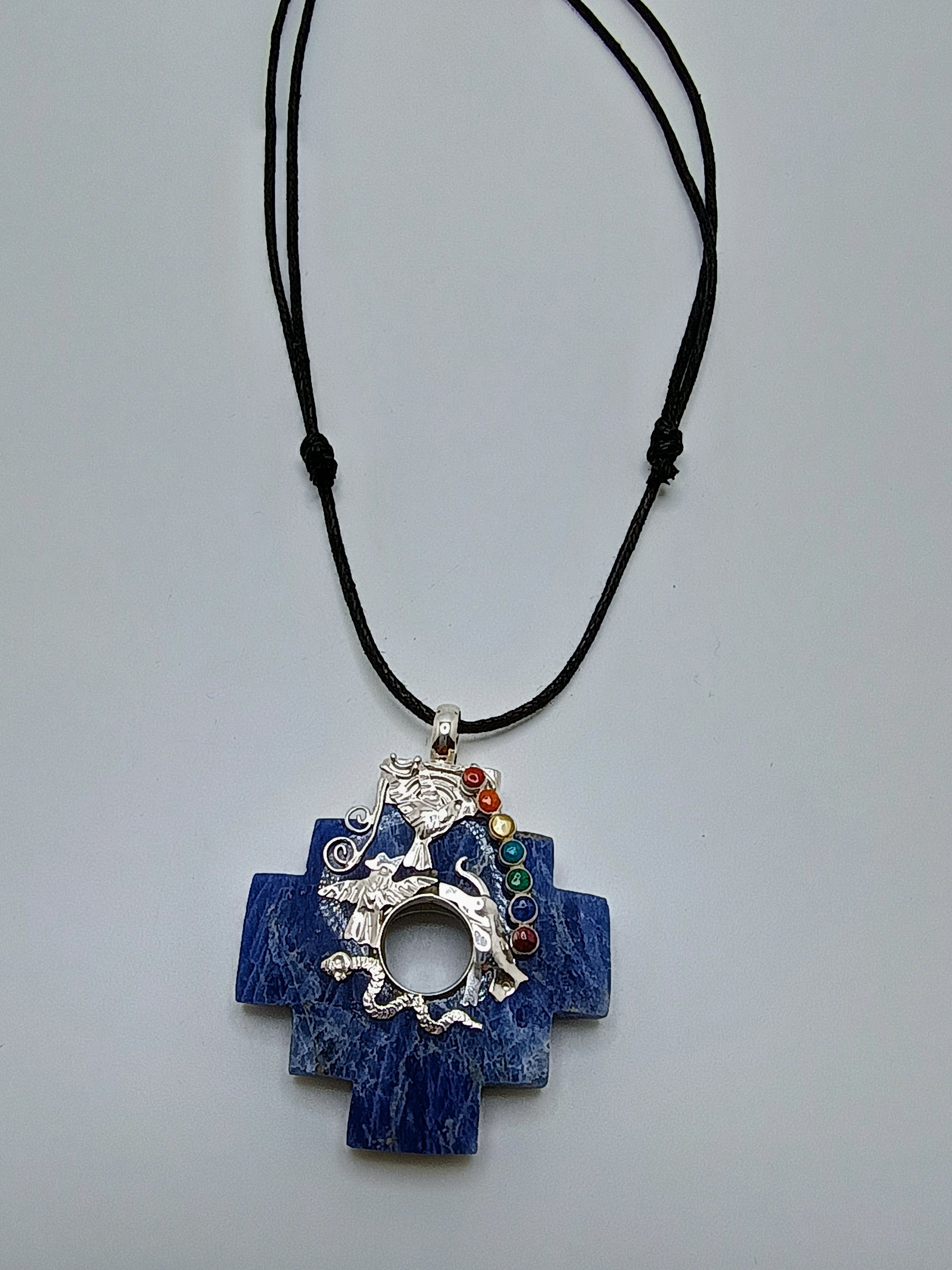 Adjustable Necklace Sterling Silver 950 Natural Stone