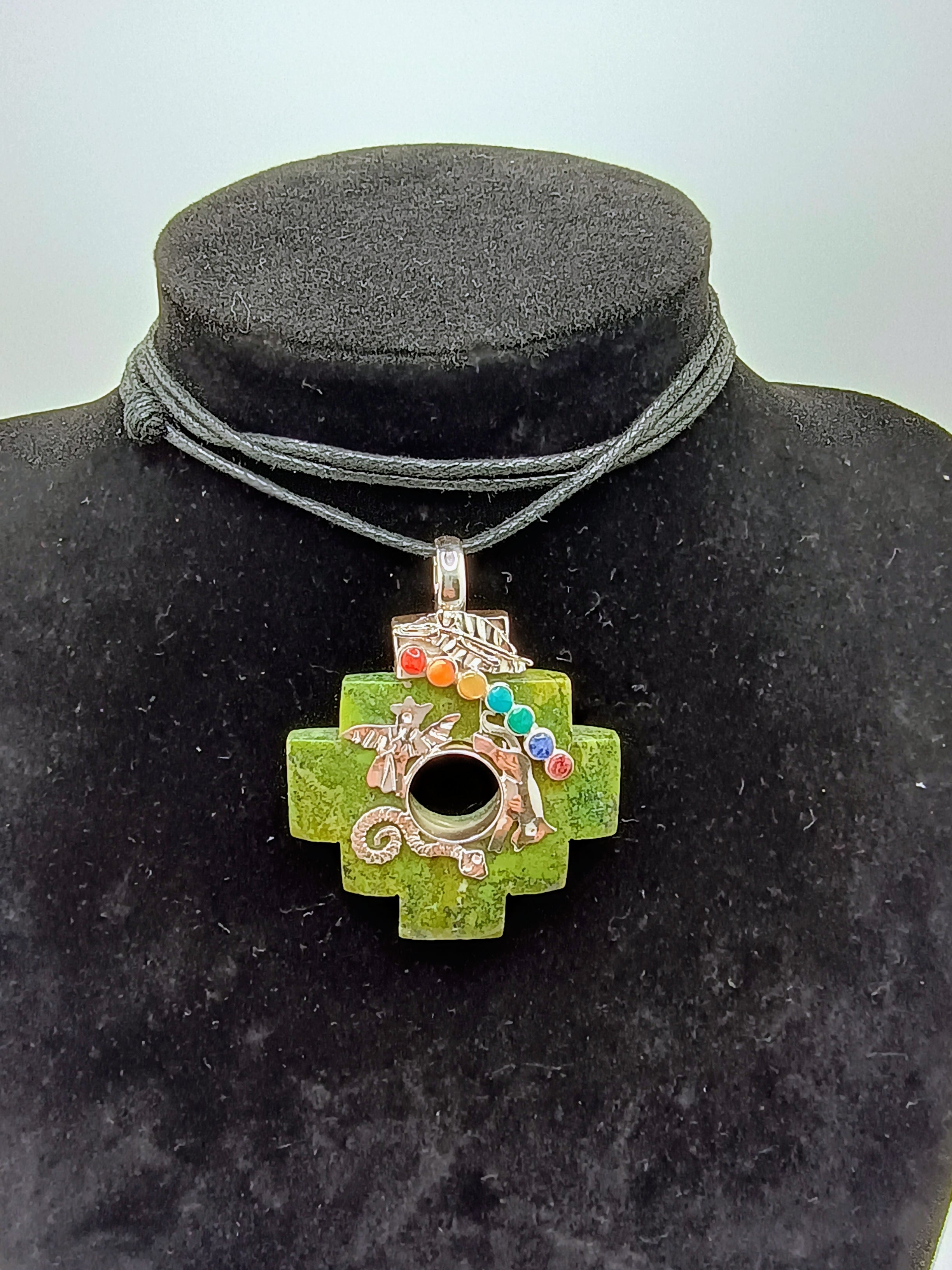 Adjustable Necklace for Women with Natural Stone, 950 Sterling Silver, Andean Trilogy