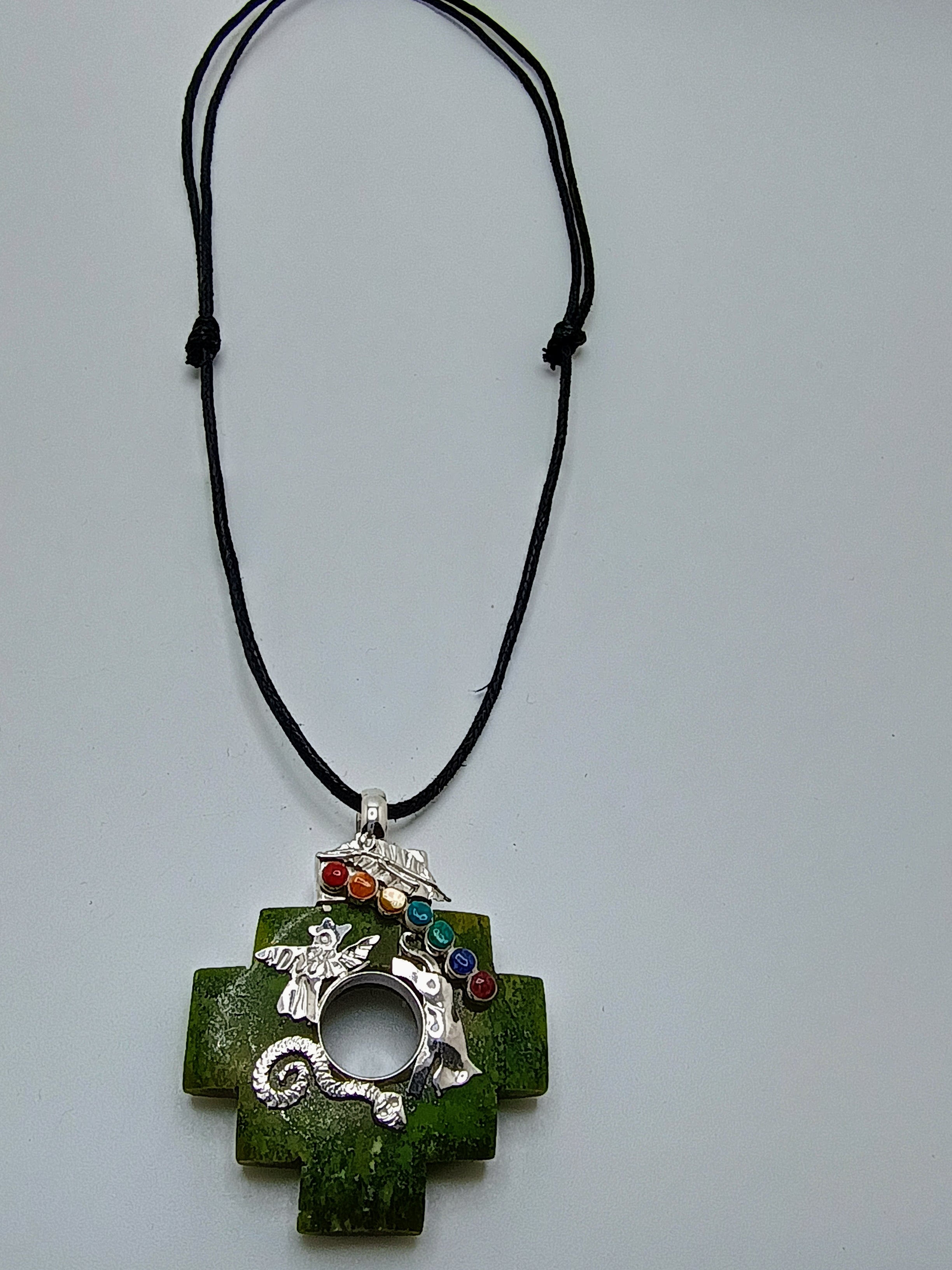 Adjustable Necklace for Women with Natural Stone, 950 Sterling Silver, Andean Trilogy