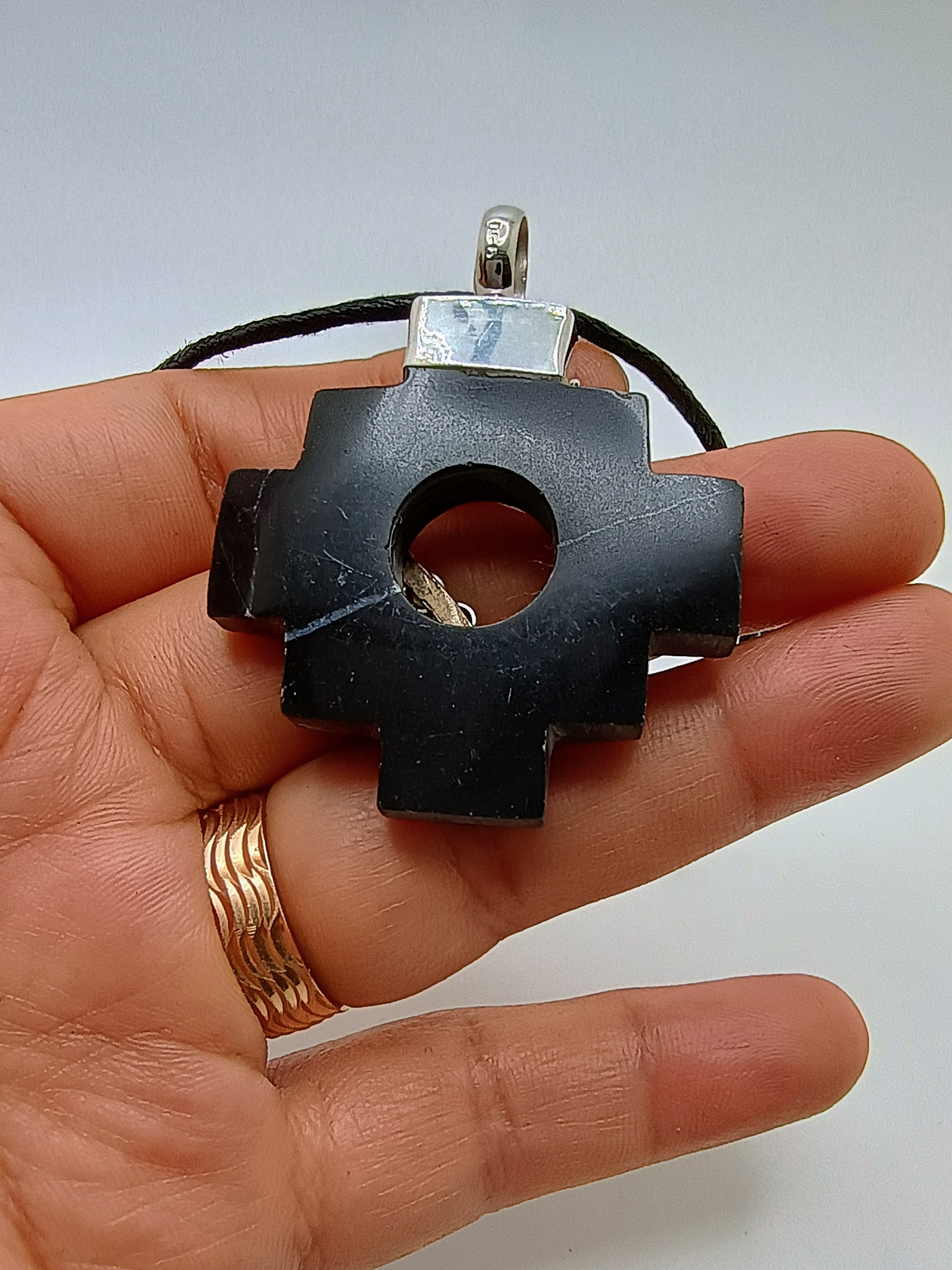 Adjustable Necklace in 950 Sterling Silver with Natural Stone, Inca Chakana, Andean Cosmovision