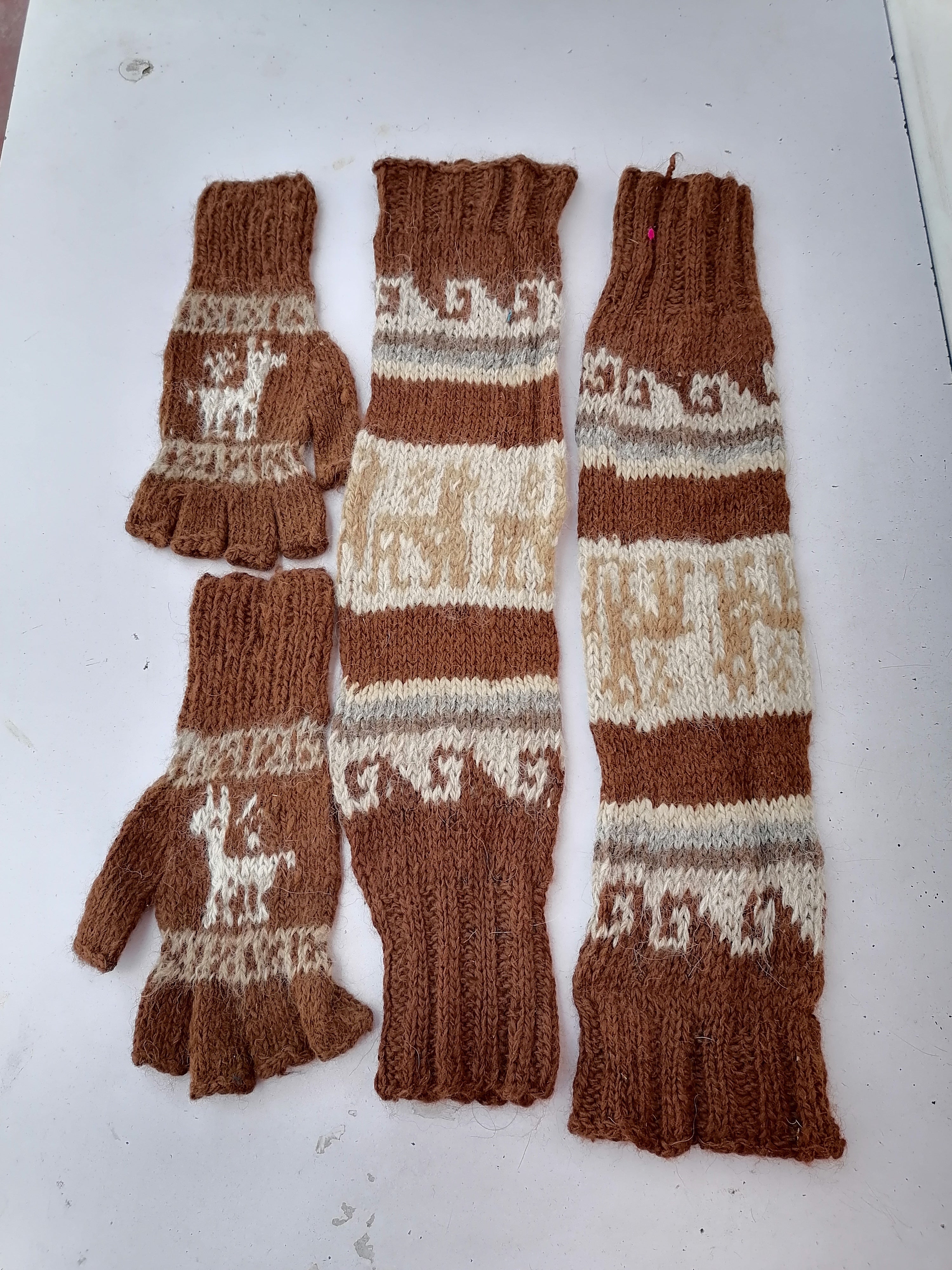 Alpaca Wool Knitted Leg Warmers Set, Traditional Andean Design
