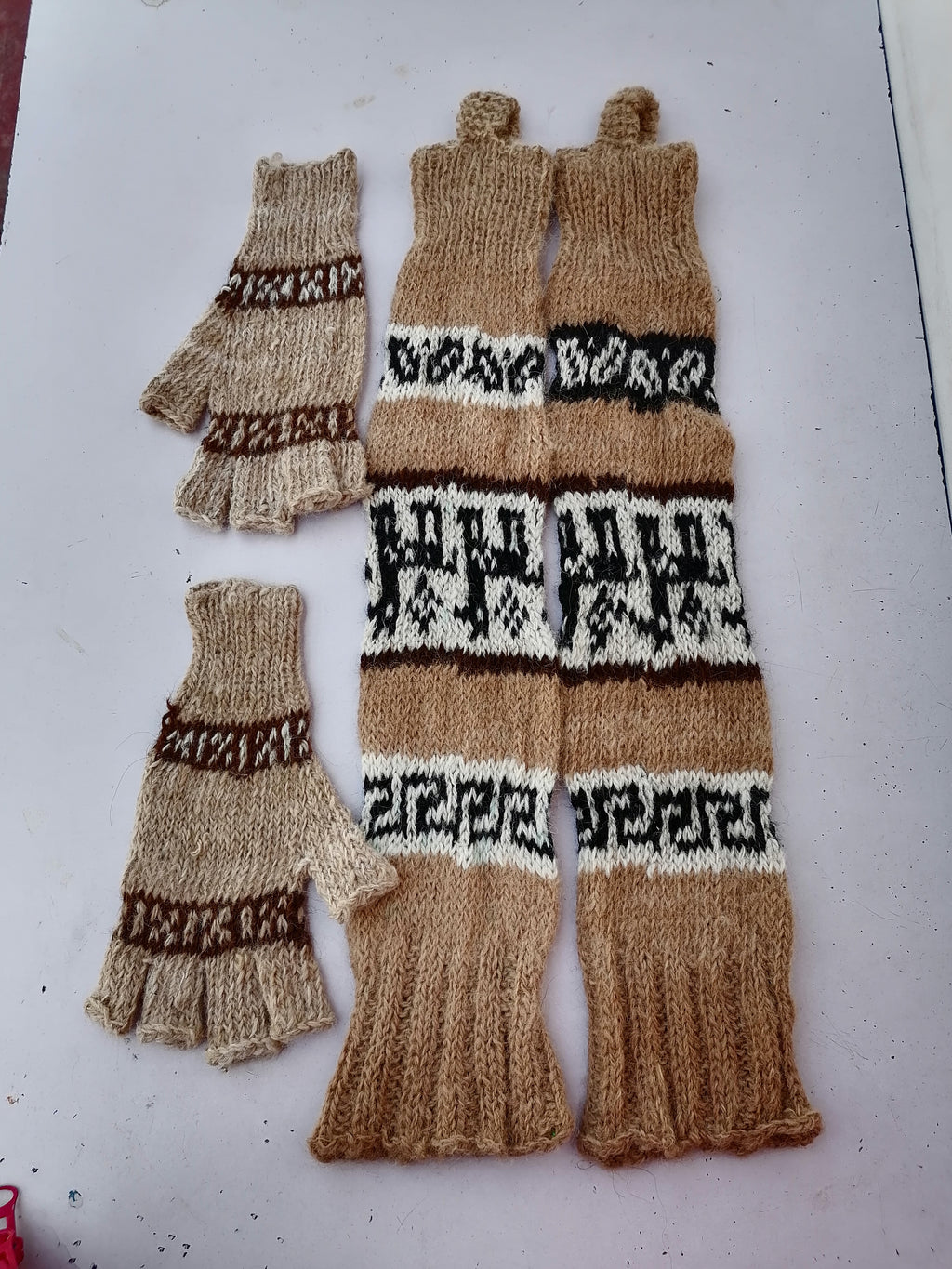Alpaca Wool Knitted Leg Warmers Set, Traditional Andean Design