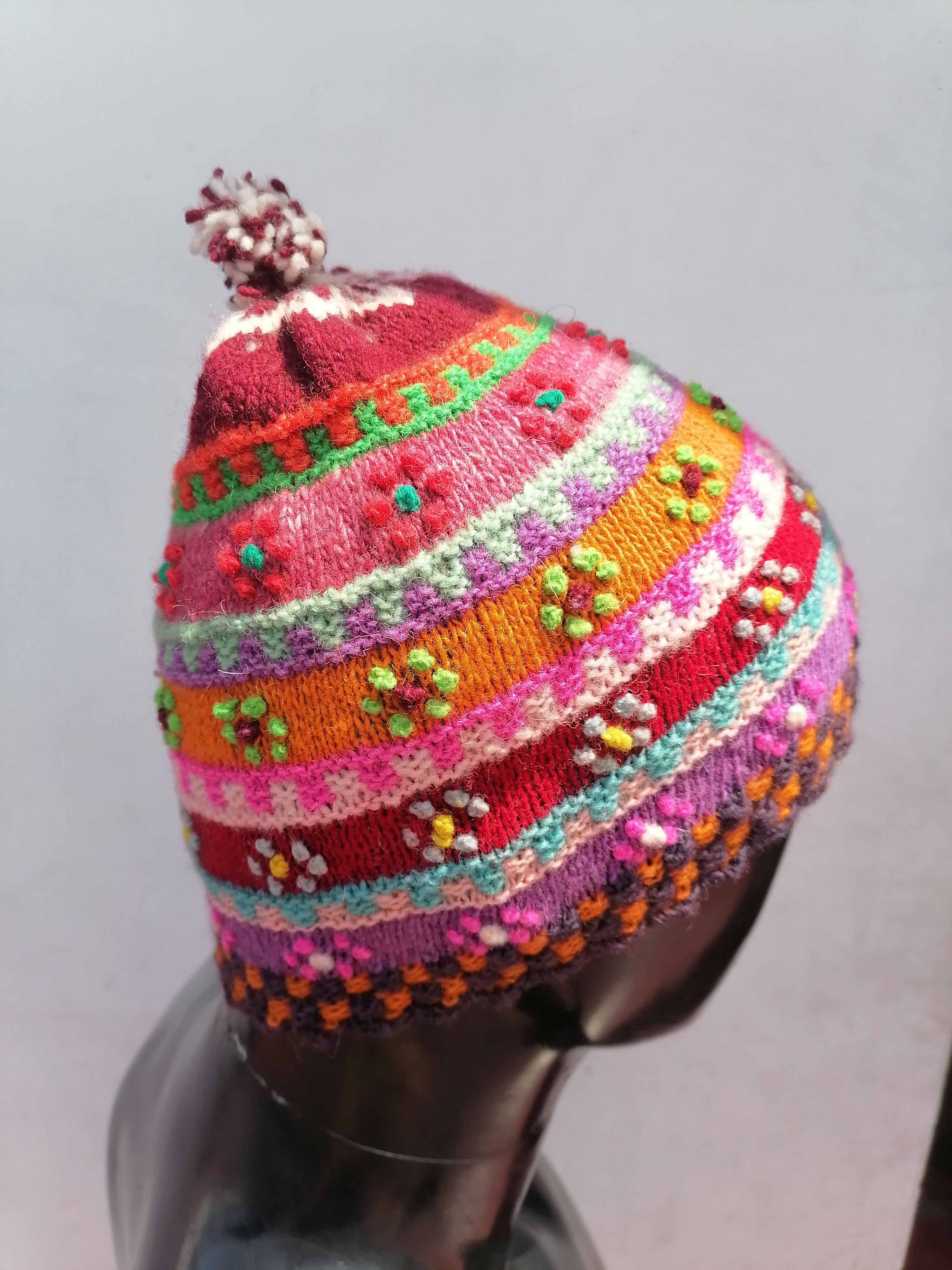 Unisex Knitted Wool Chullo for Warm Winter in Cusco