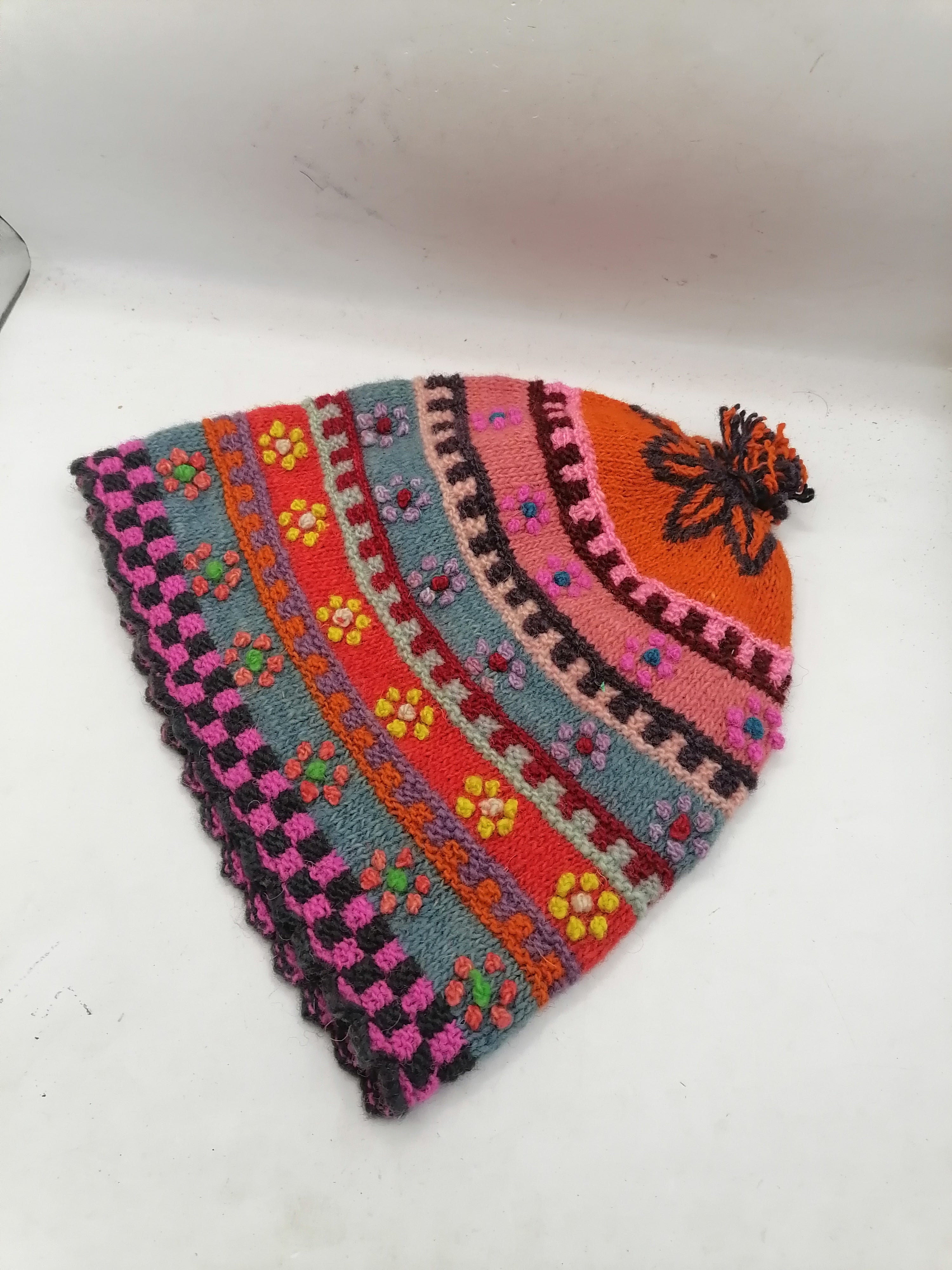 Traditional Andean Chullo Woven Sheep's Wool Warm Winter Cusco