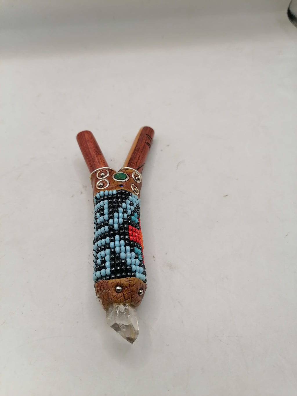 Peruvian Kuripe Handmade Chonta Wood Quartz Crystal