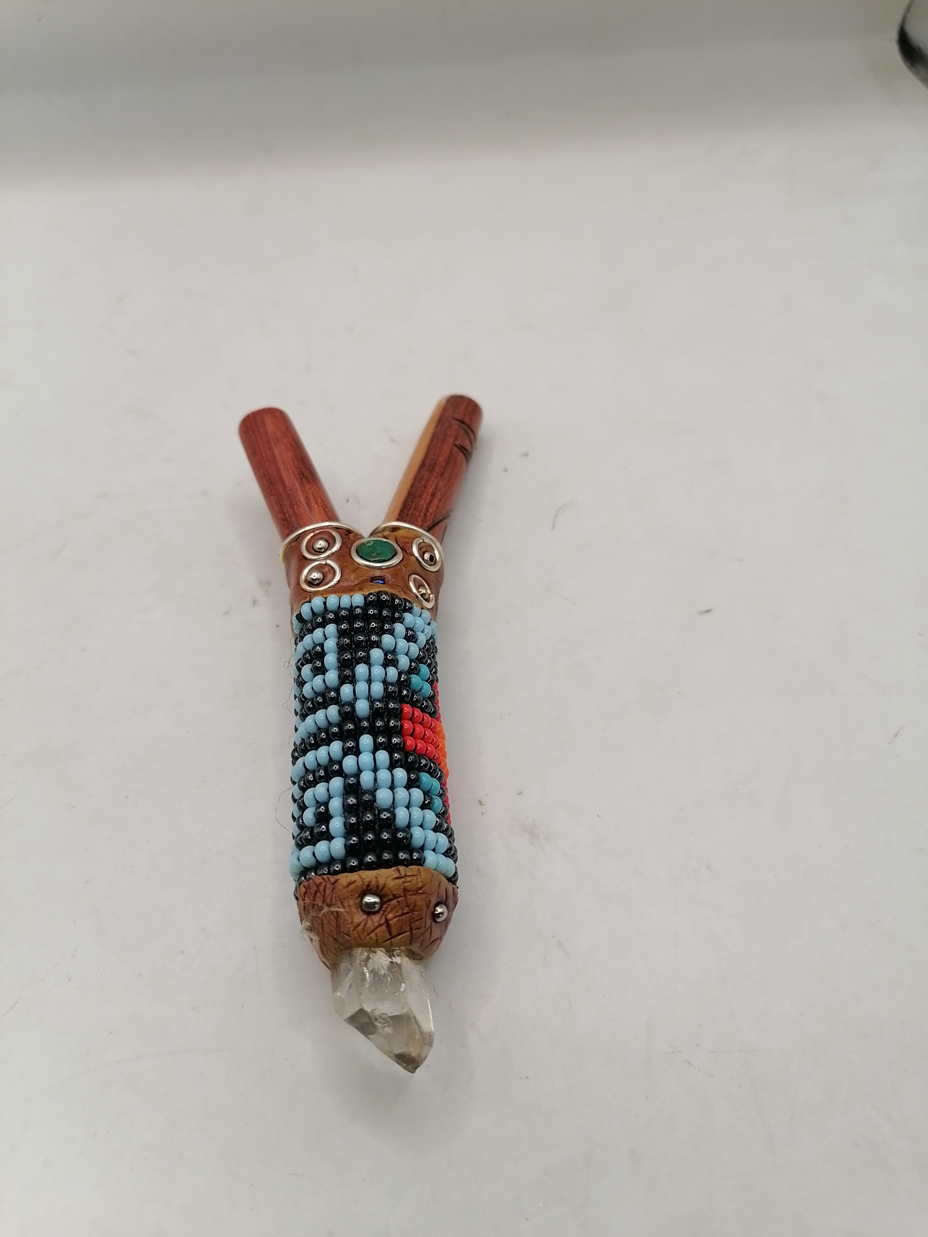 Peruvian Kuripe Handmade Chonta Wood Quartz Crystal