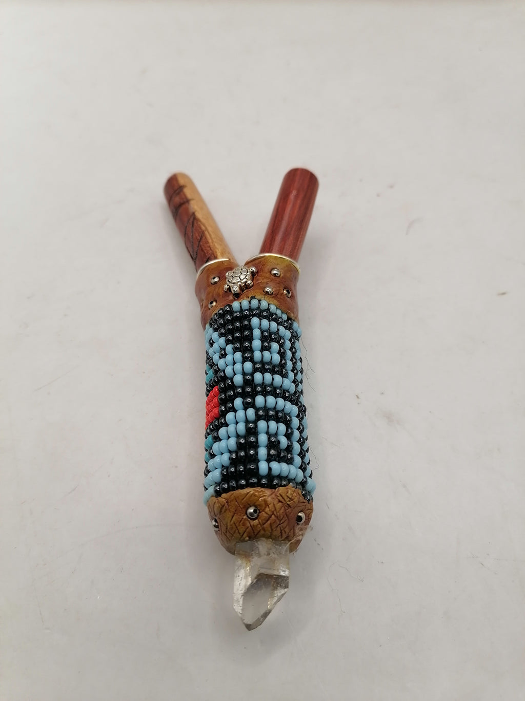 Peruvian Kuripe Handmade Chonta Wood Quartz Crystal