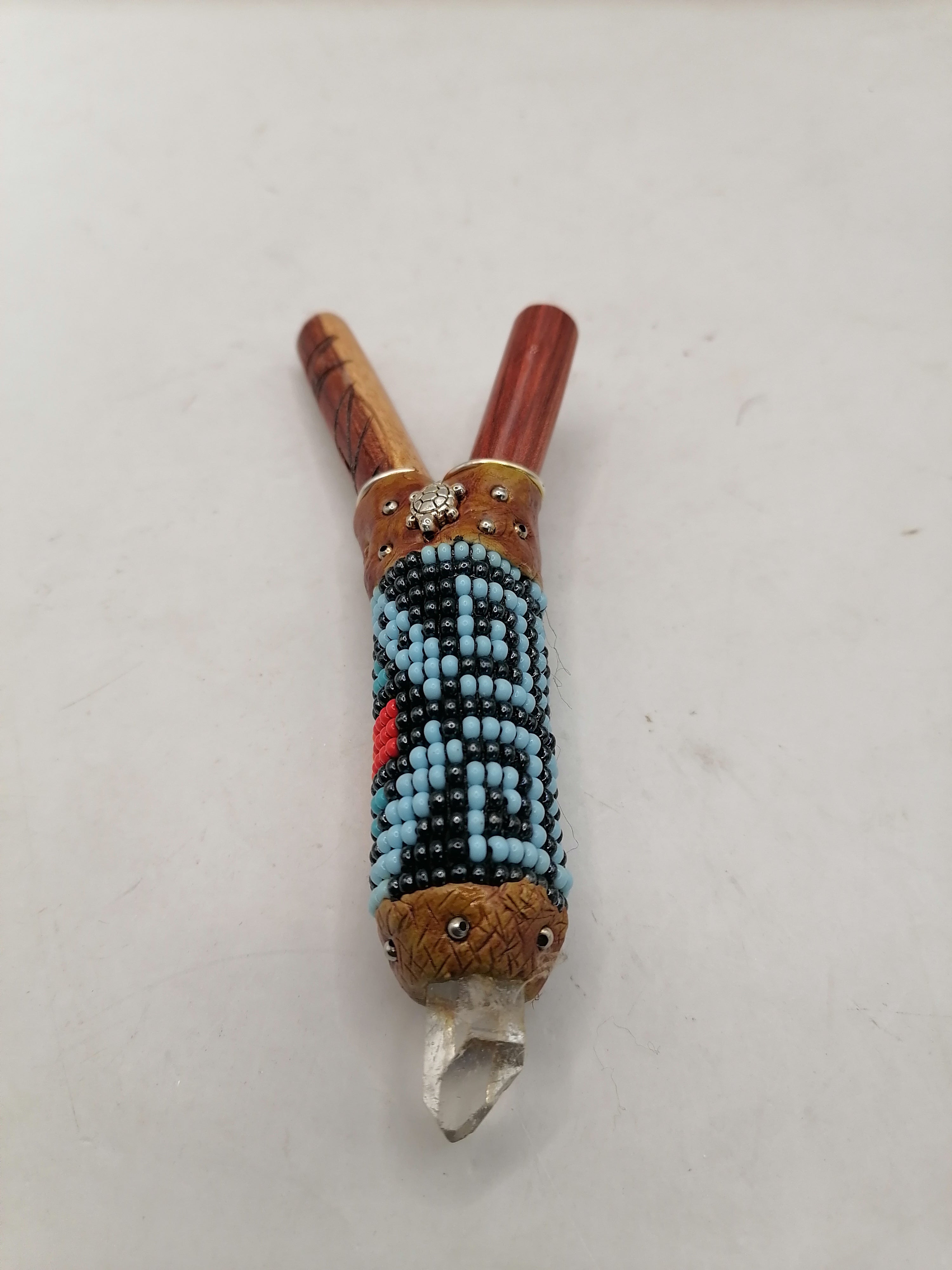Peruvian Kuripe Handmade Chonta Wood Quartz Crystal