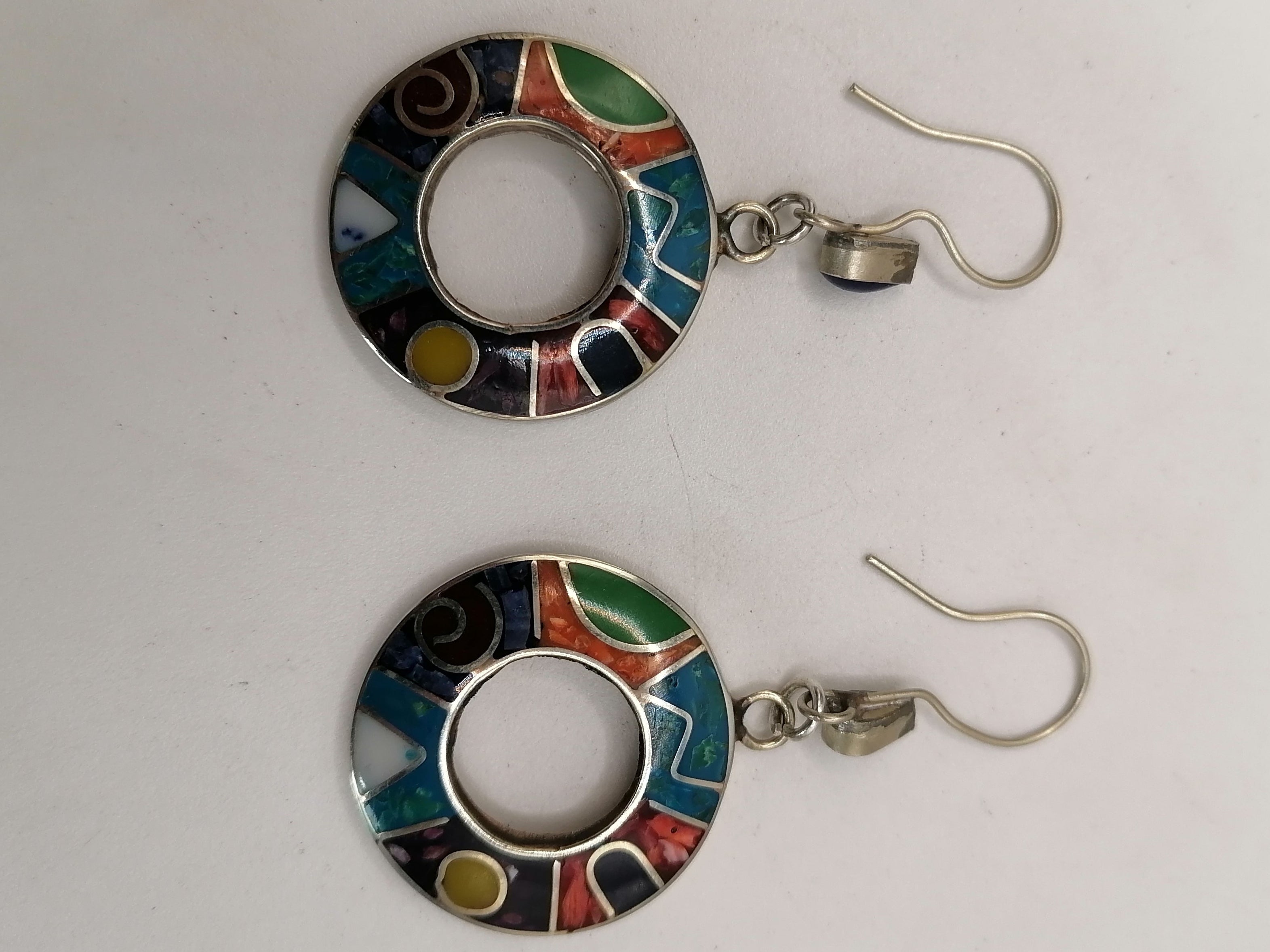 Alpaca Earrings for Women with Inlaid Natural Stone
