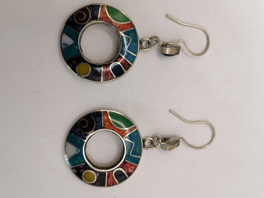 Alpaca Earrings for Women with Inlaid Natural Stone
