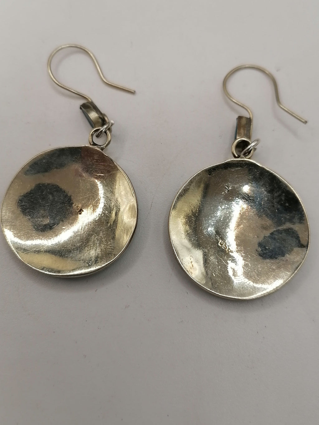 Handmade Alpaca Earrings with Natural Turquoise Stone and Pachamama Flower Design (Inca)