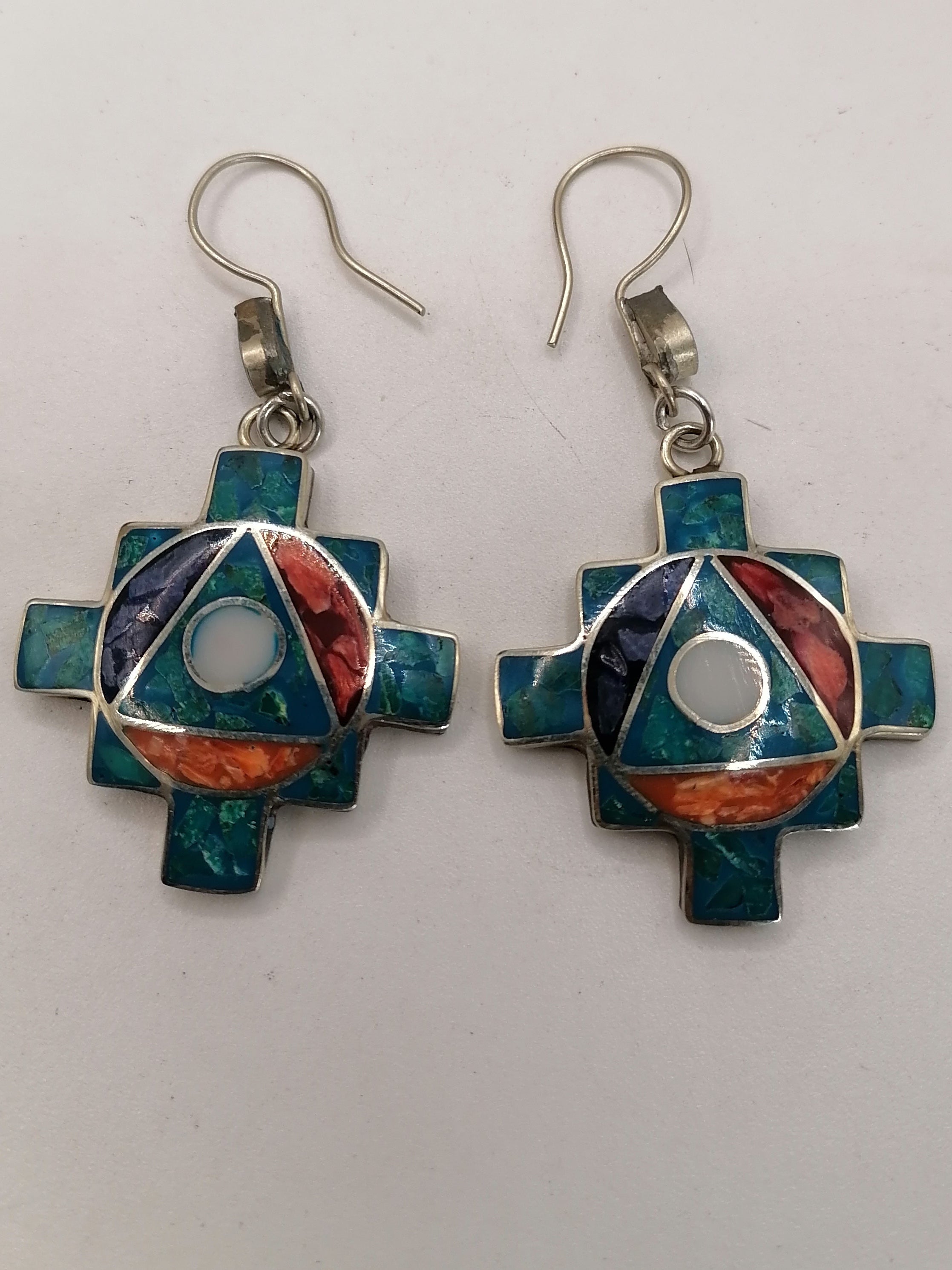 Earrings for Women: Alpaca, Natural Stone, Chakana, Inca, Andean, Cusco