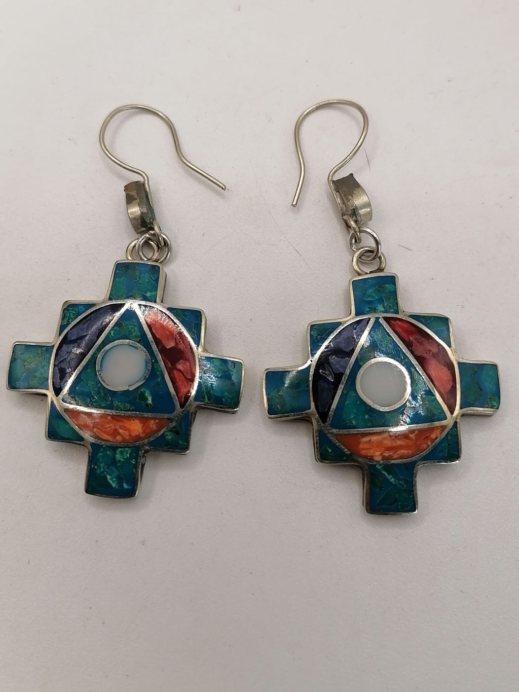 Earrings for Women: Alpaca, Natural Stone, Chakana, Inca, Andean, Cusco