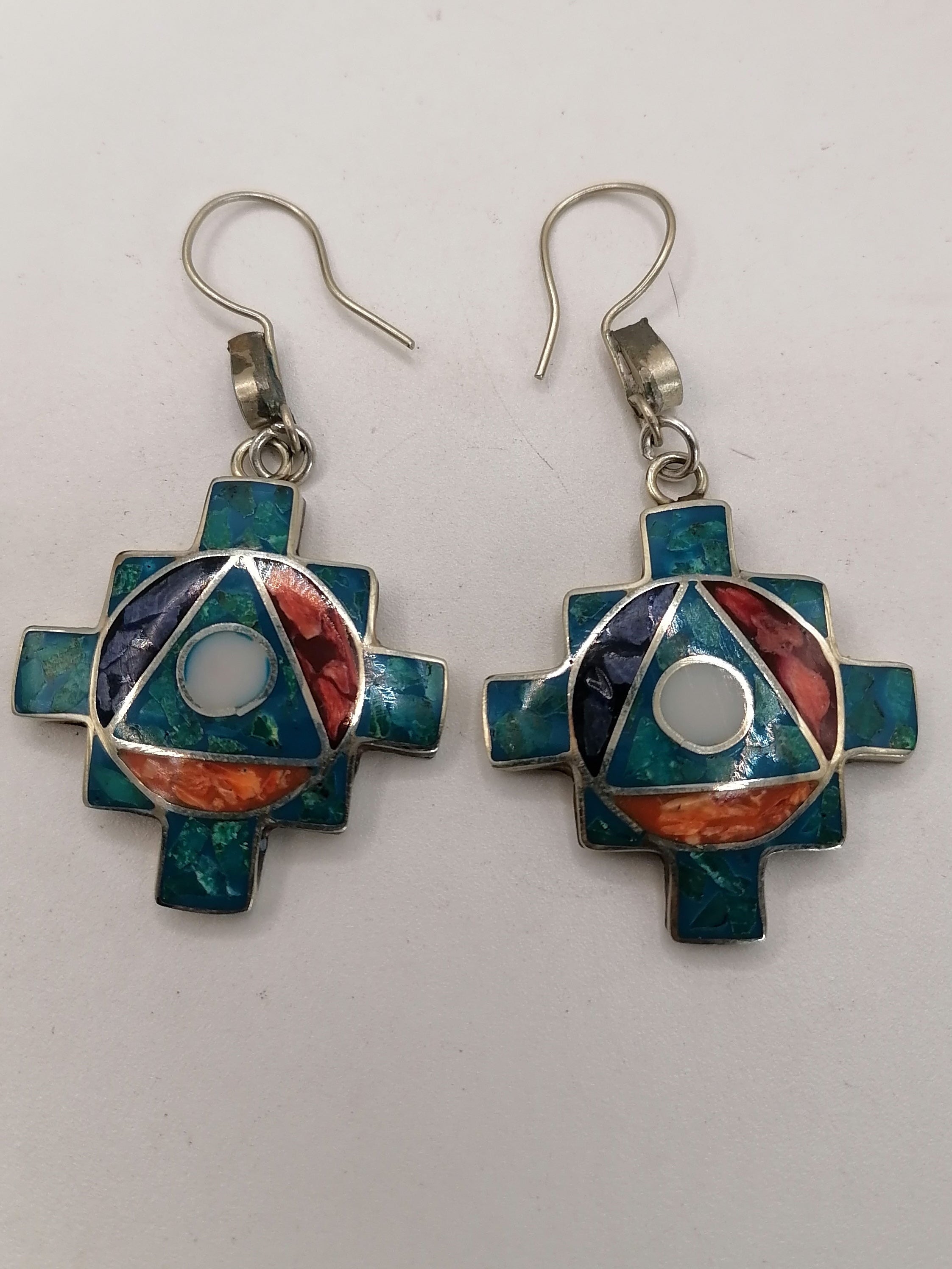 Earrings for Women: Alpaca, Natural Stone, Chakana, Inca, Andean, Cusco
