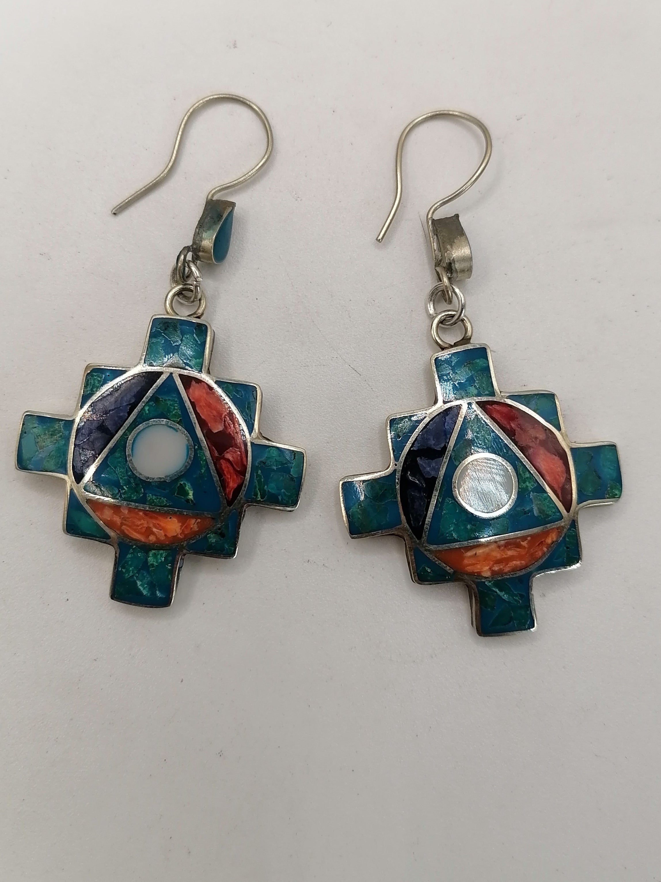 Earrings for Women: Alpaca, Natural Stone, Chakana, Inca, Andean, Cusco
