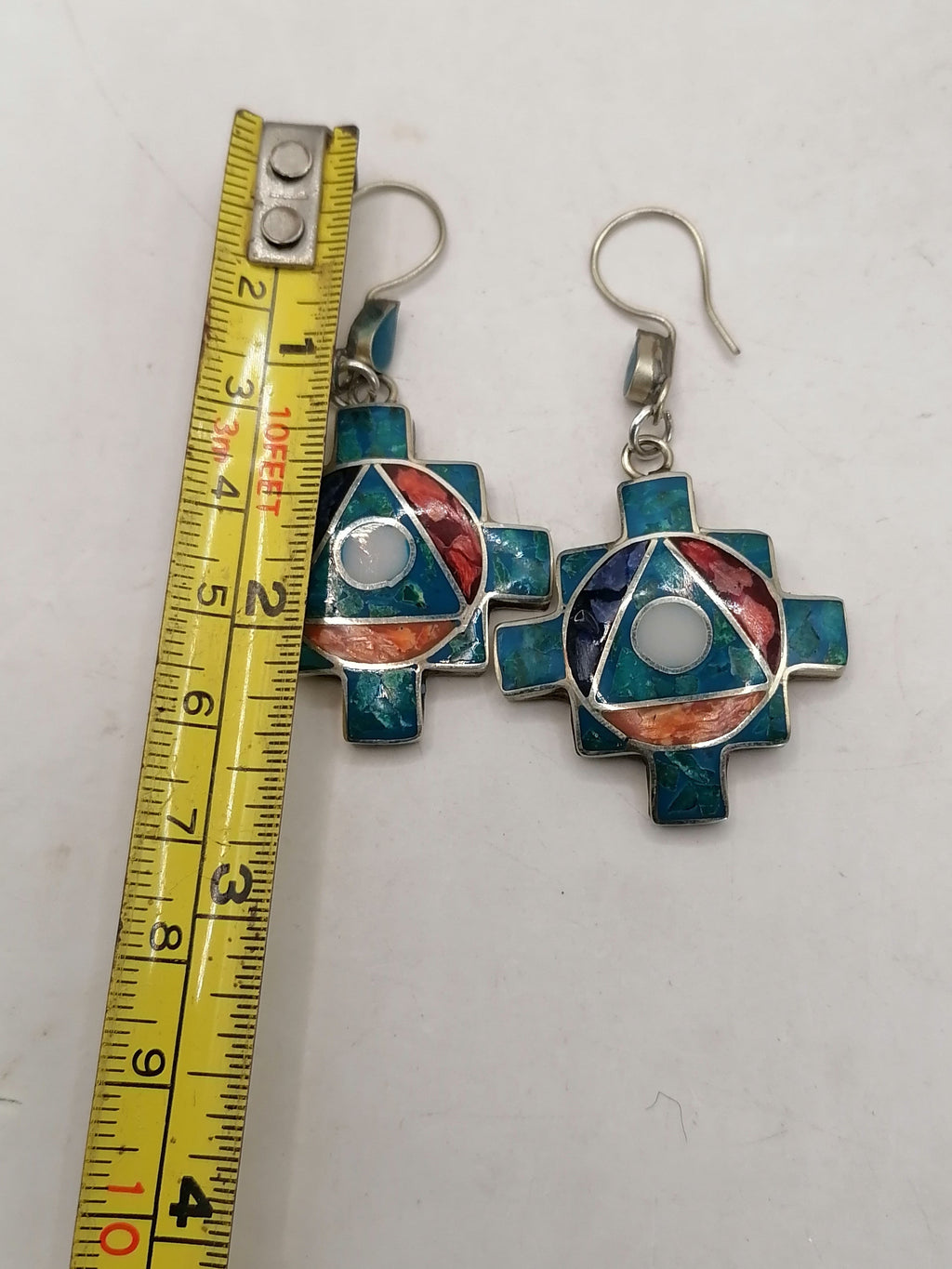 Earrings for Women: Alpaca, Natural Stone, Chakana, Inca, Andean, Cusco
