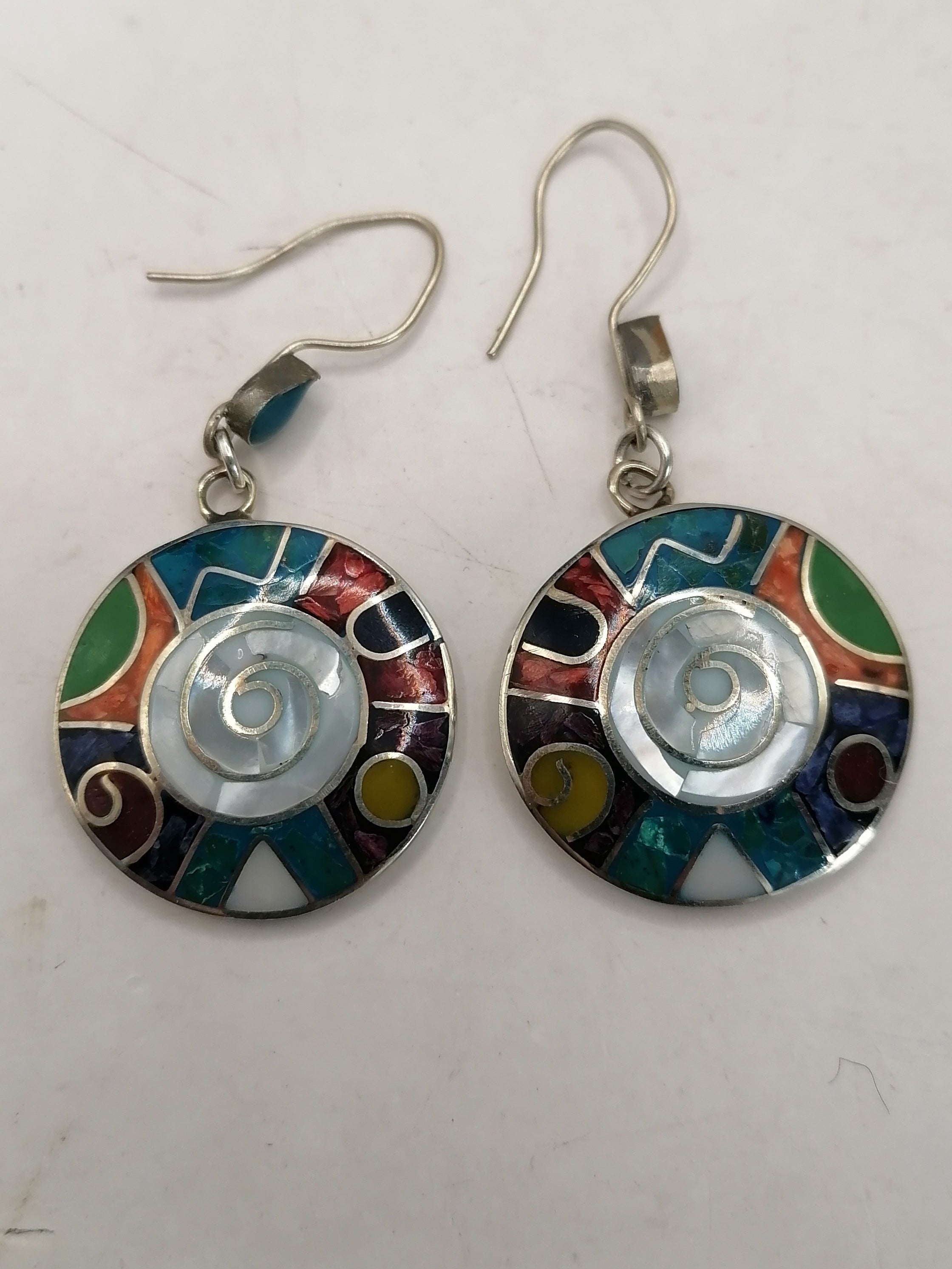 Women's Earrings Alpaca Natural Stone Pachamama Inca Flower