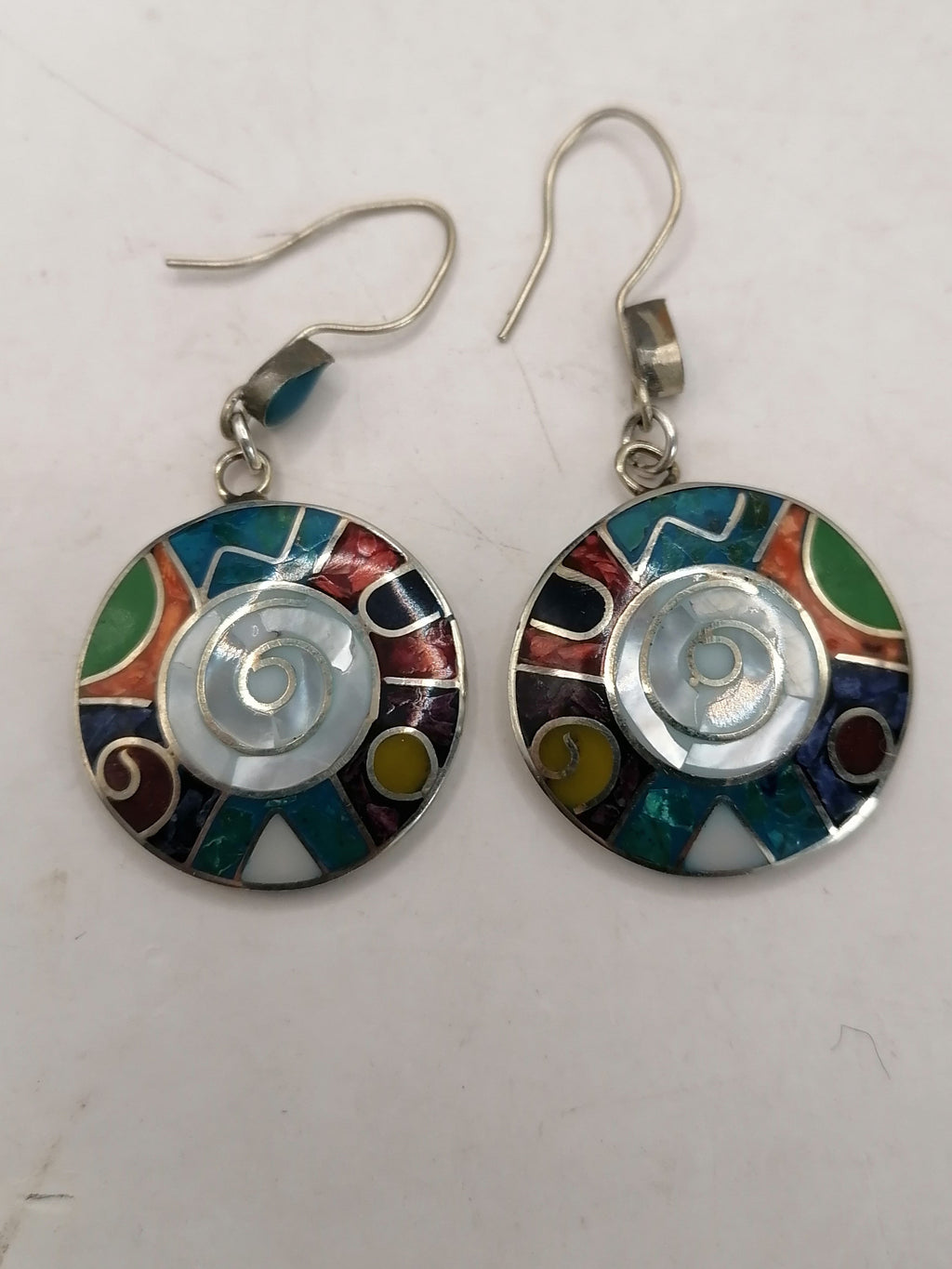 Women's Earrings Alpaca Natural Stone Pachamama Inca Flower