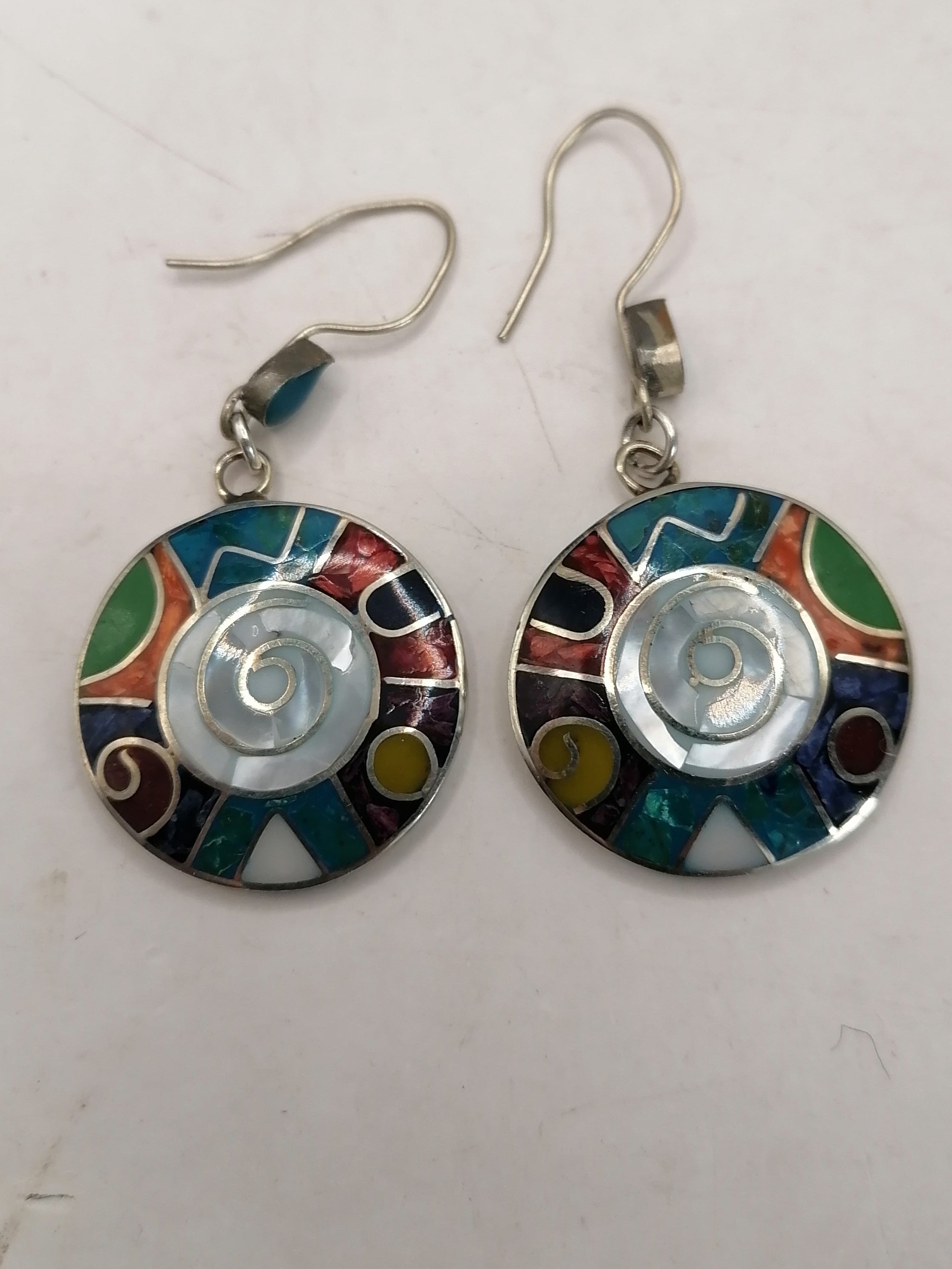 Women's Earrings Alpaca Natural Stone Pachamama Inca Flower