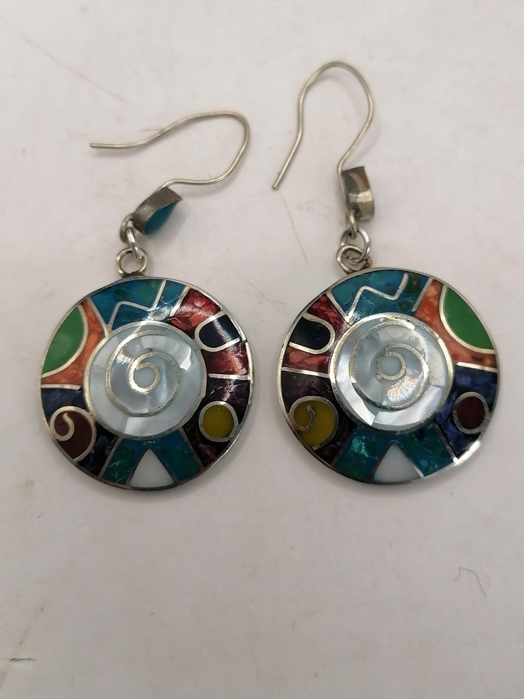 Women's Earrings Alpaca Natural Stone Pachamama Inca Flower