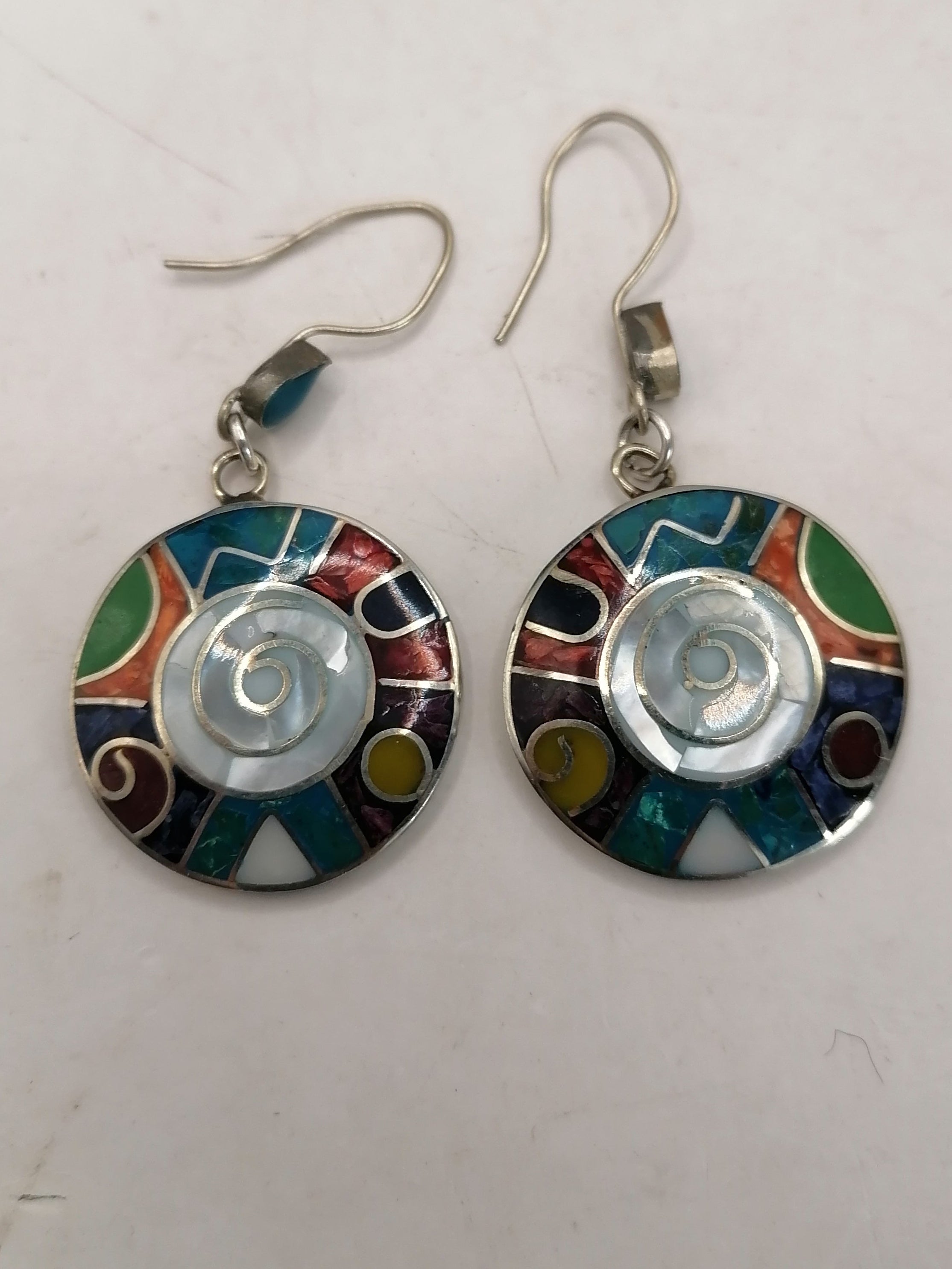 Women's Earrings Alpaca Natural Stone Pachamama Inca Flower