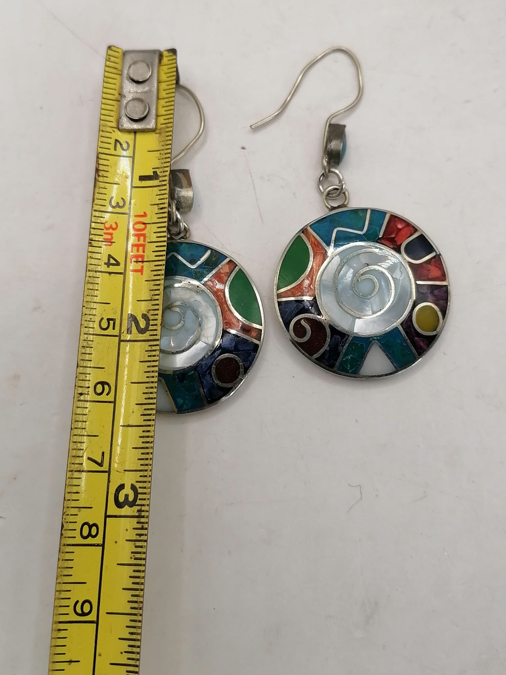 Women's Earrings Alpaca Natural Stone Pachamama Inca Flower