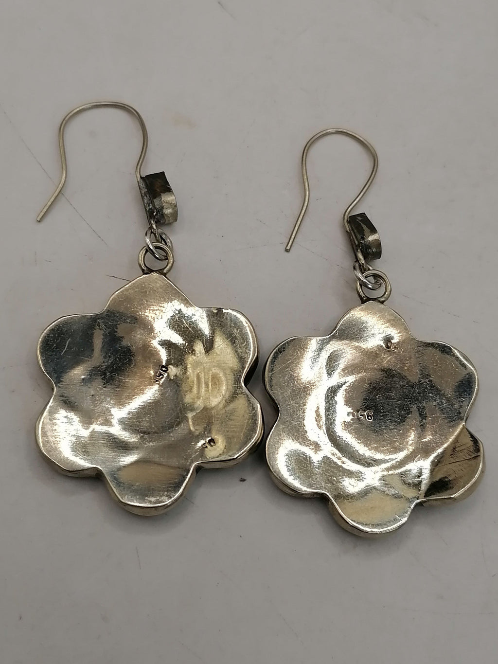 Women's Earrings Alpaca Natural Stone Pachamama Inca Flower