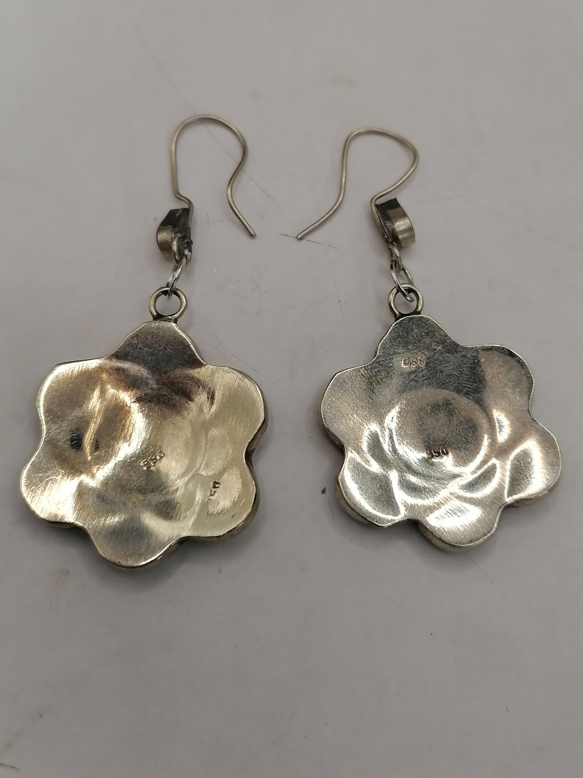 Women's Earrings Alpaca Natural Stone Pachamama Inca Flower