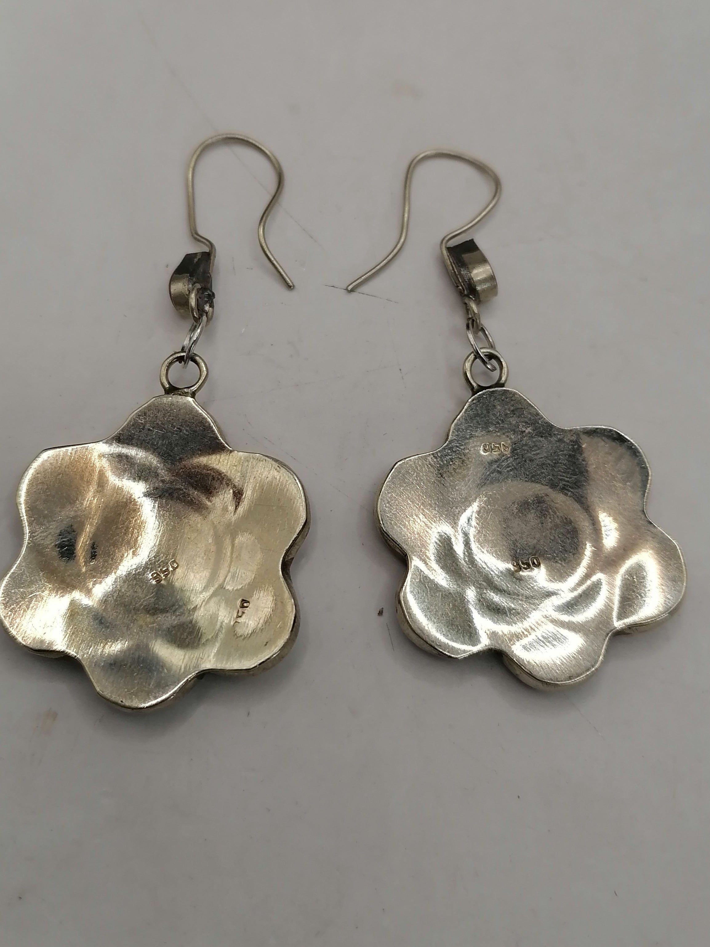 Women's Earrings Alpaca Natural Stone Pachamama Inca Flower