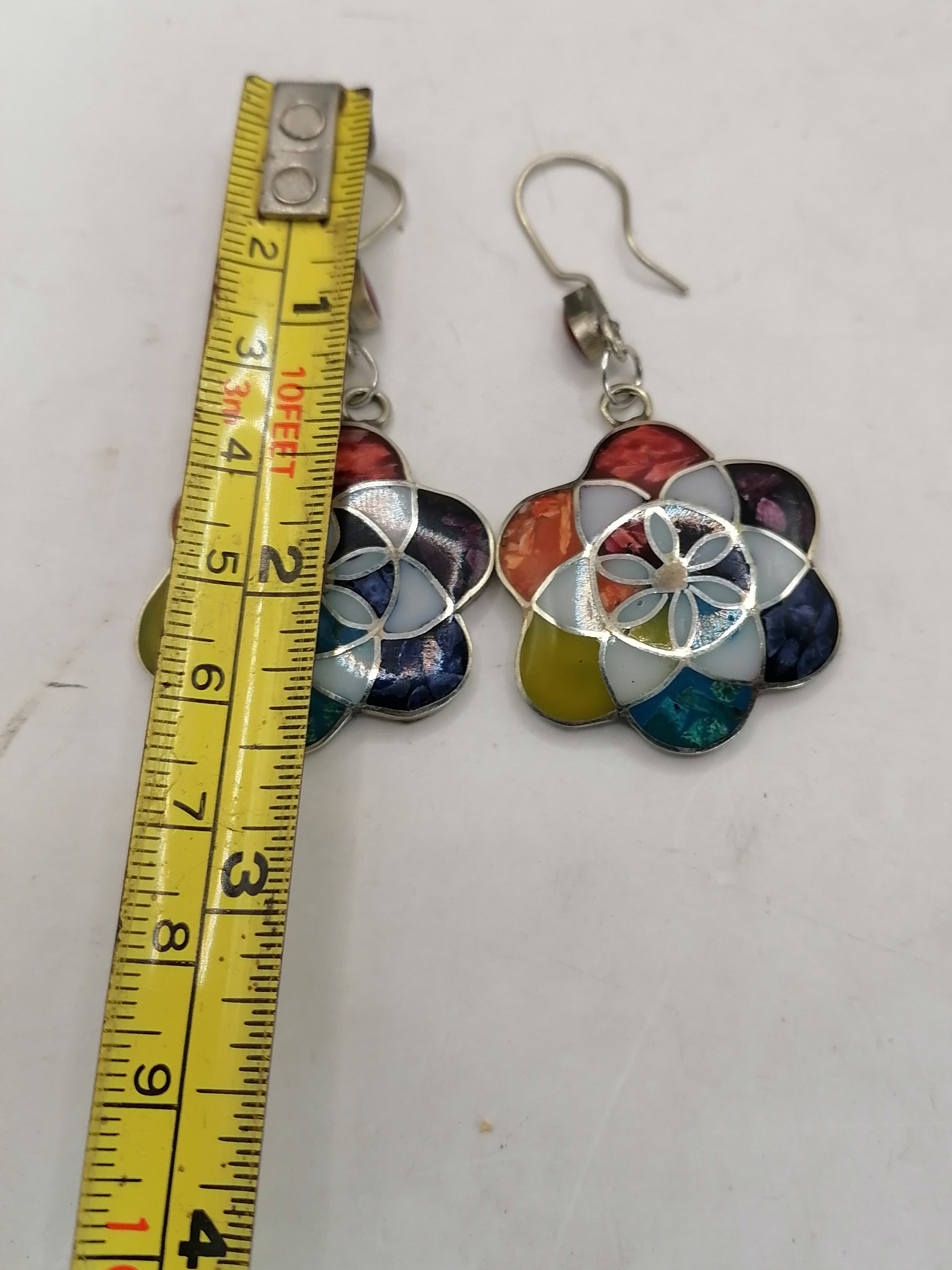 Women's Earrings Alpaca Natural Stone Pachamama Inca Flower