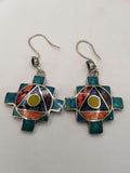 Women's Earrings Alpaca Natural Stone Chakana Inca Spiritual Connection