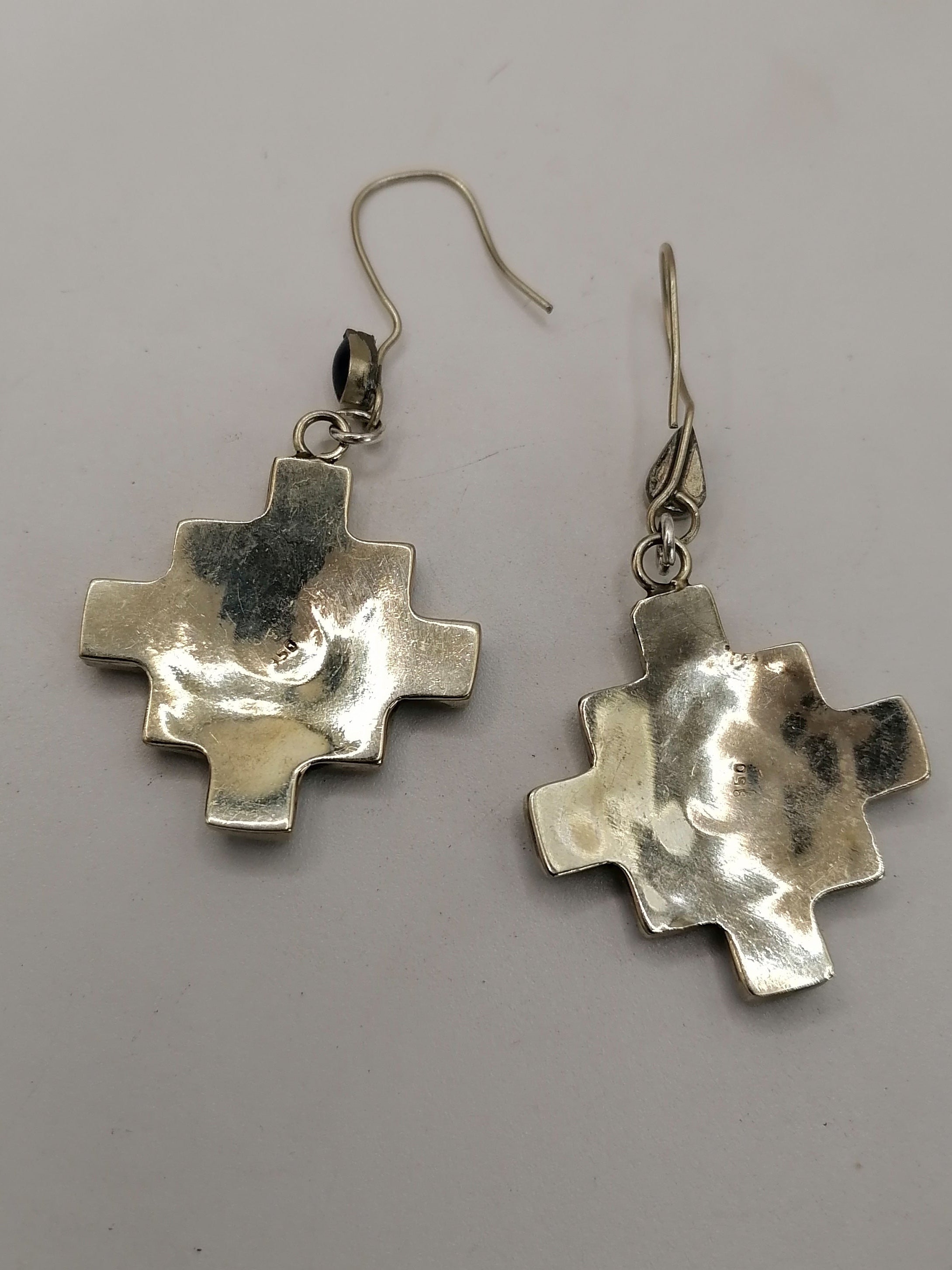 Women's Earrings Alpaca Natural Stone Chakana Inca Spiritual Connection
