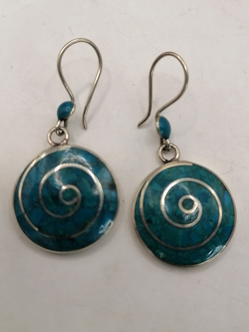 Handmade Alpaca Earrings for Women with Turquoise Stone, Spiritual Amulet