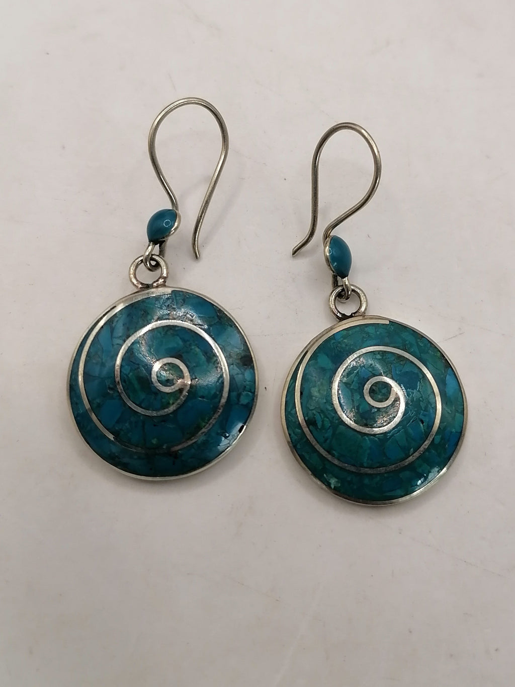 Handmade Alpaca Earrings for Women with Turquoise Stone, Spiritual Amulet