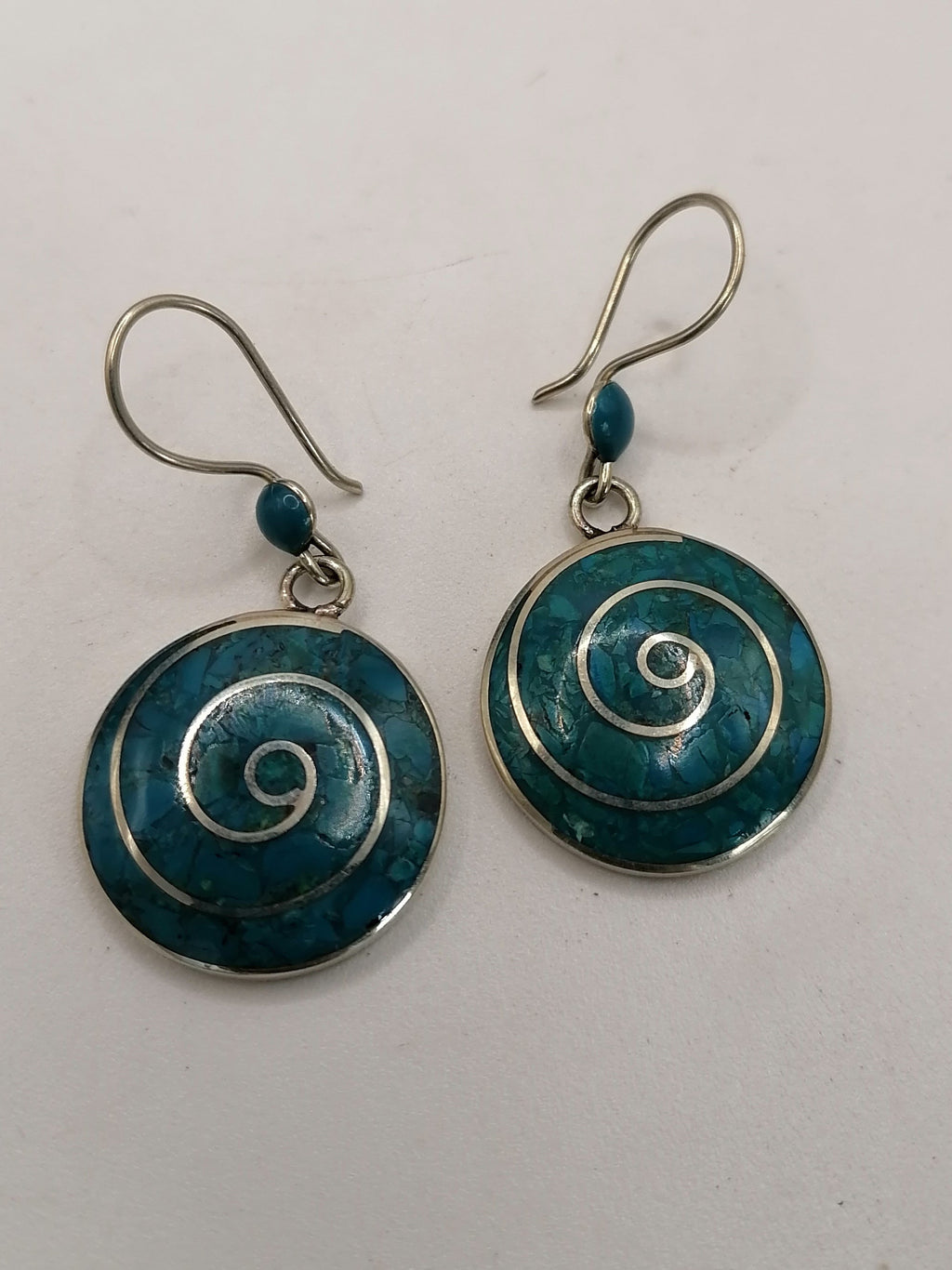Handmade Alpaca Earrings for Women with Turquoise Stone, Spiritual Amulet