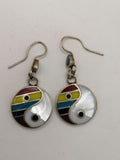 Alpaca Earrings for Women with Natural Stone Inlay, Handmade