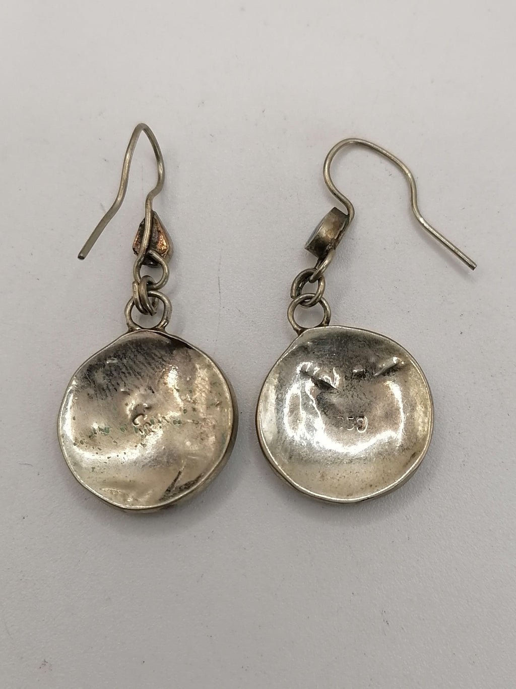 Alpaca Earrings for Women with Natural Stone Inlay, Handmade