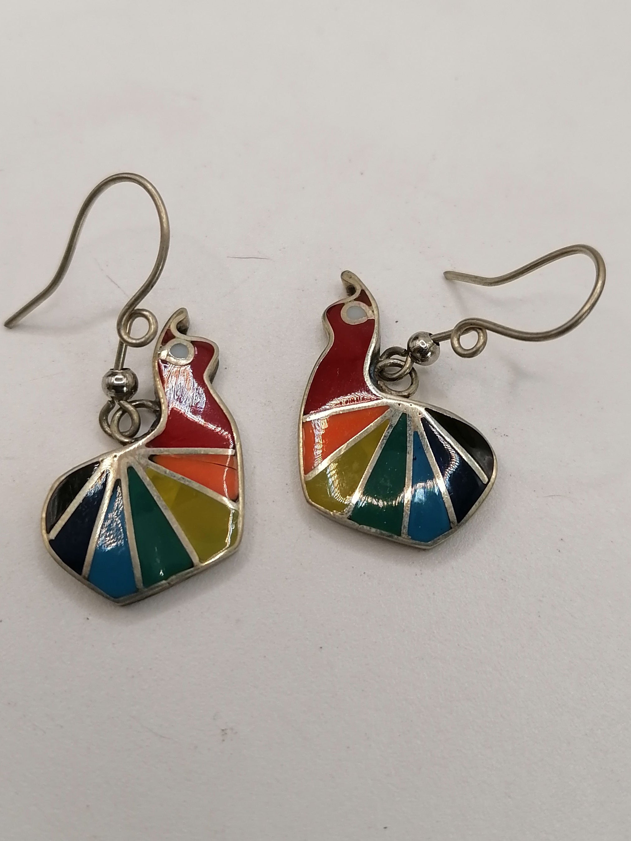Multicolored Earrings for Women Alpaca Inlaid Stone