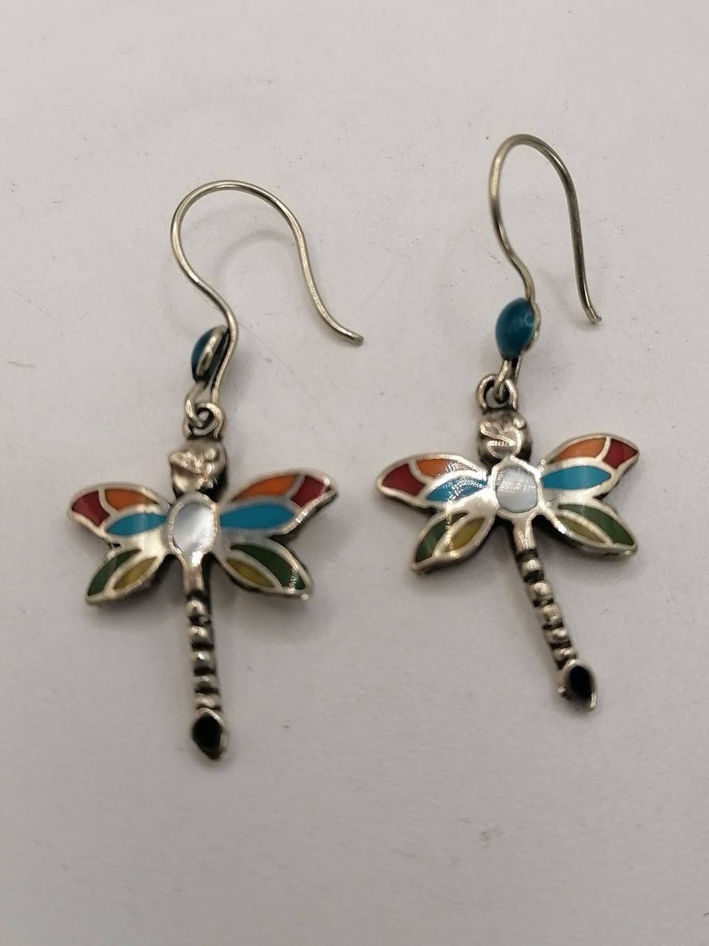 Women's Earrings Alpaca Natural Stone Inlaid Dragonfly Design