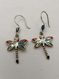 Women's Earrings Alpaca Natural Stone Inlaid Dragonfly Design