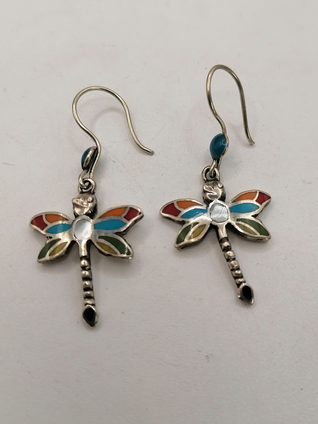 Women's Earrings Alpaca Natural Stone Inlaid Dragonfly Design