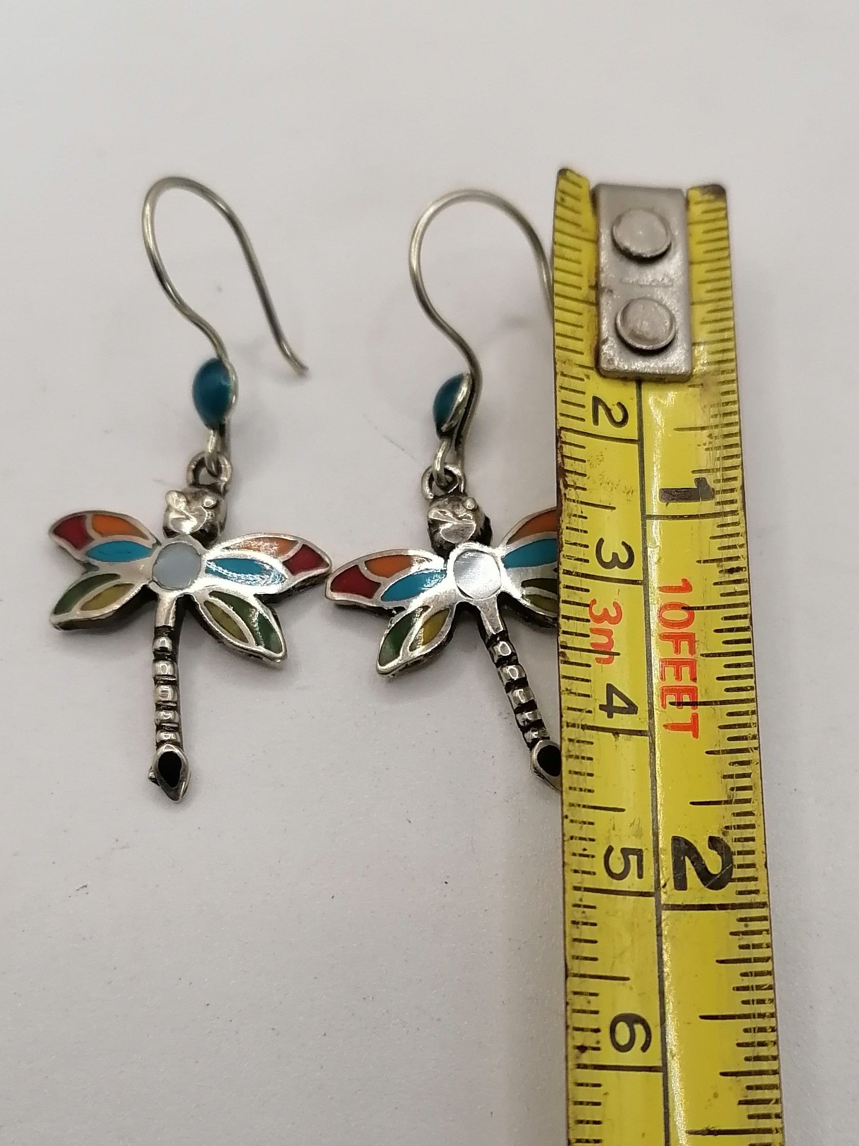 Women's Earrings Alpaca Natural Stone Inlaid Dragonfly Design