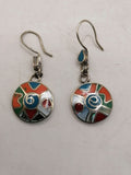 Handmade Alpaca Earrings with Inlaid Natural Stone