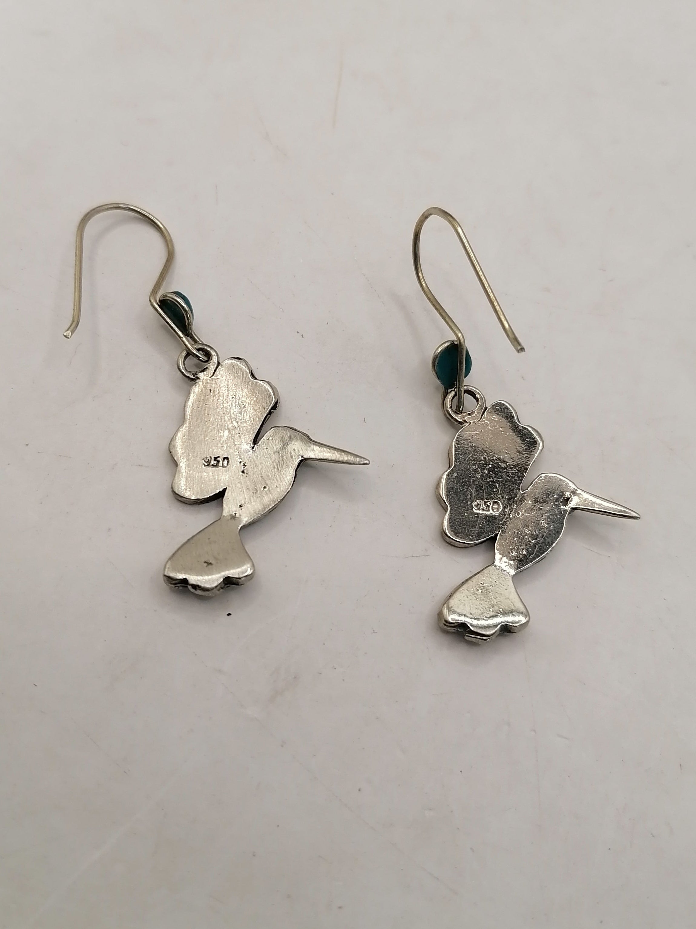 Alpaca Earrings for Women with Natural Stone Inlaid Hummingbird